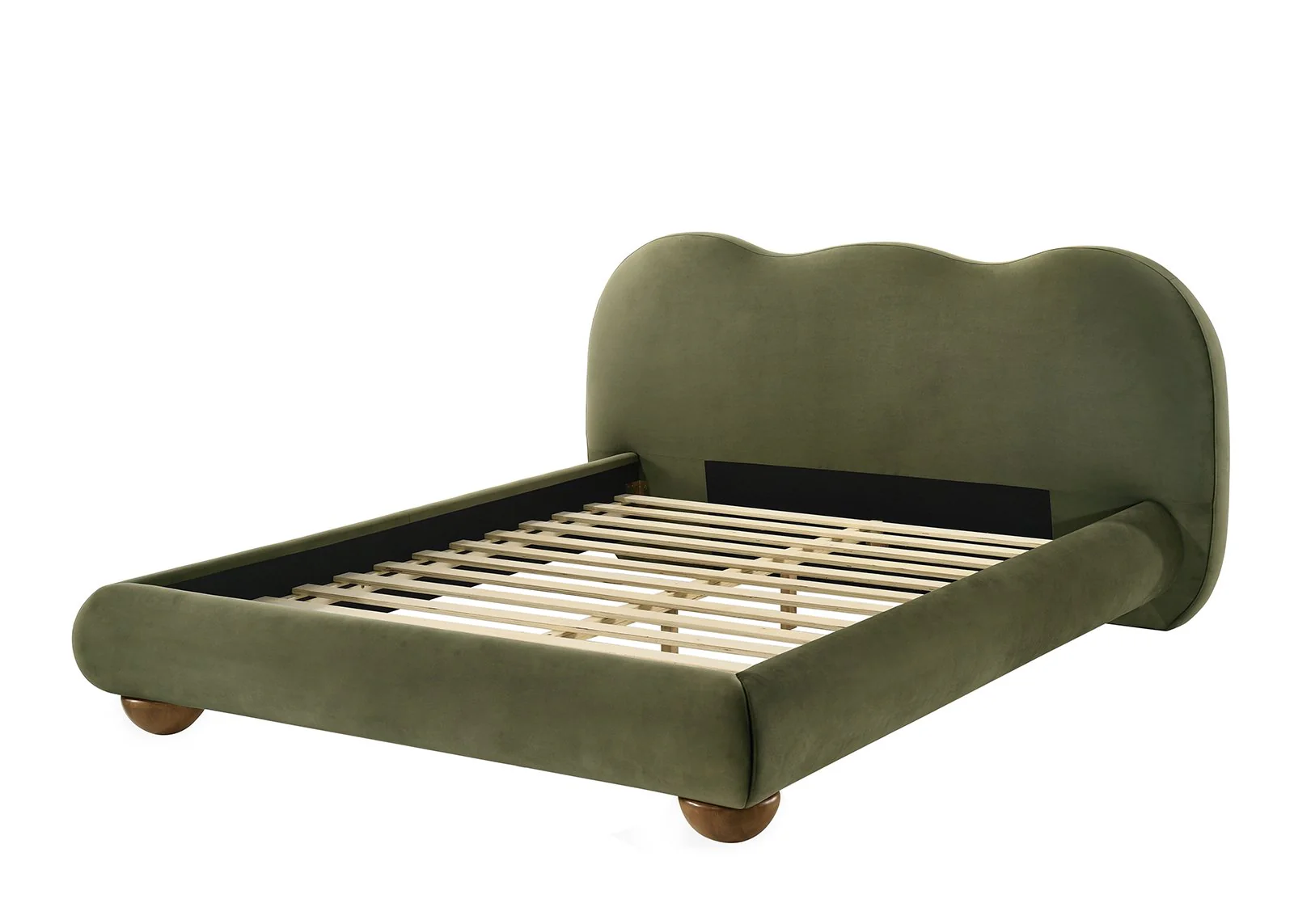 Finamore E.King Bed, Olive Green Velvet - Image 4