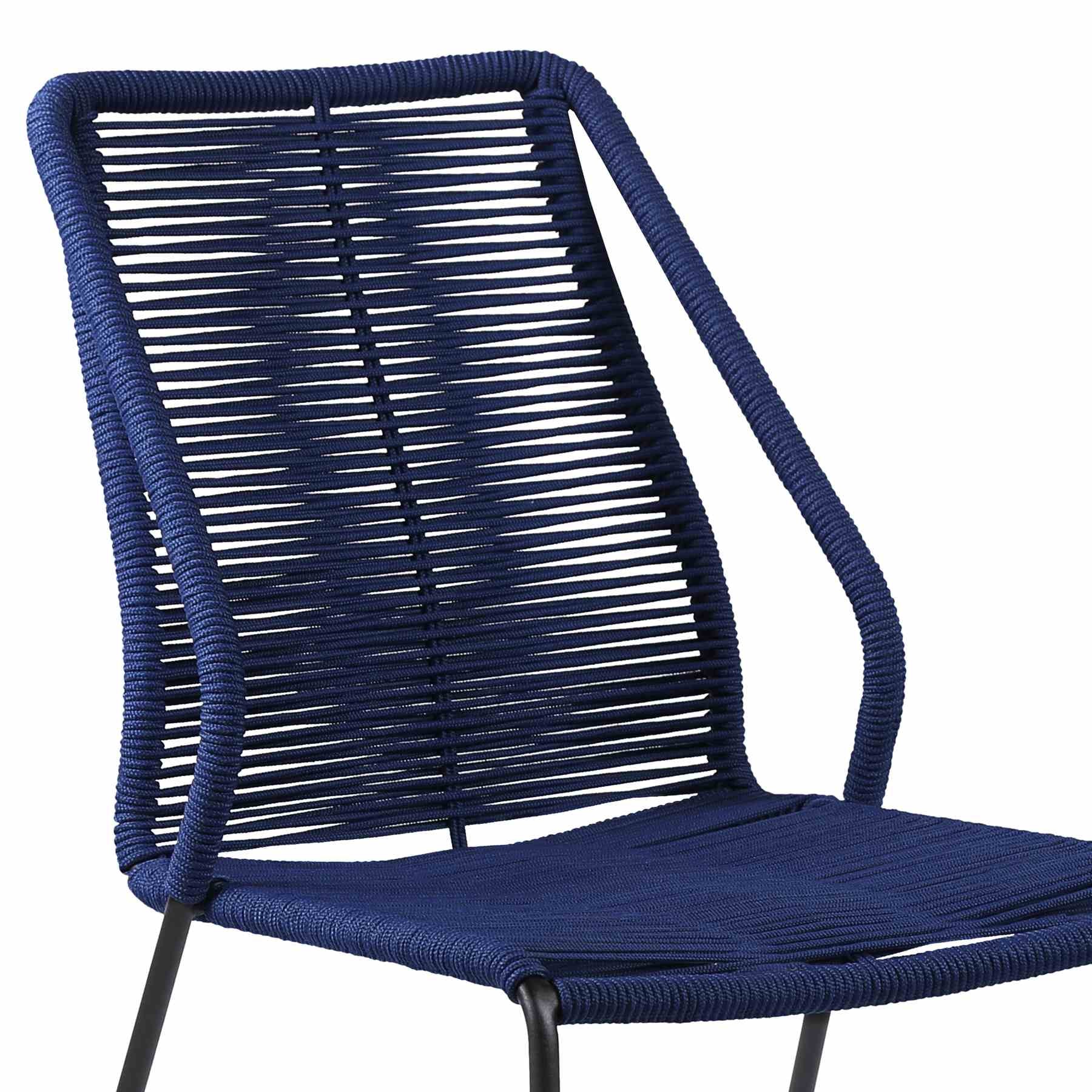 Fineline and Clip Indoor Outdoor 7 Piece Dining Set in Dark Eucalyptus Wood with Superstone and Blue Rope - Image 5