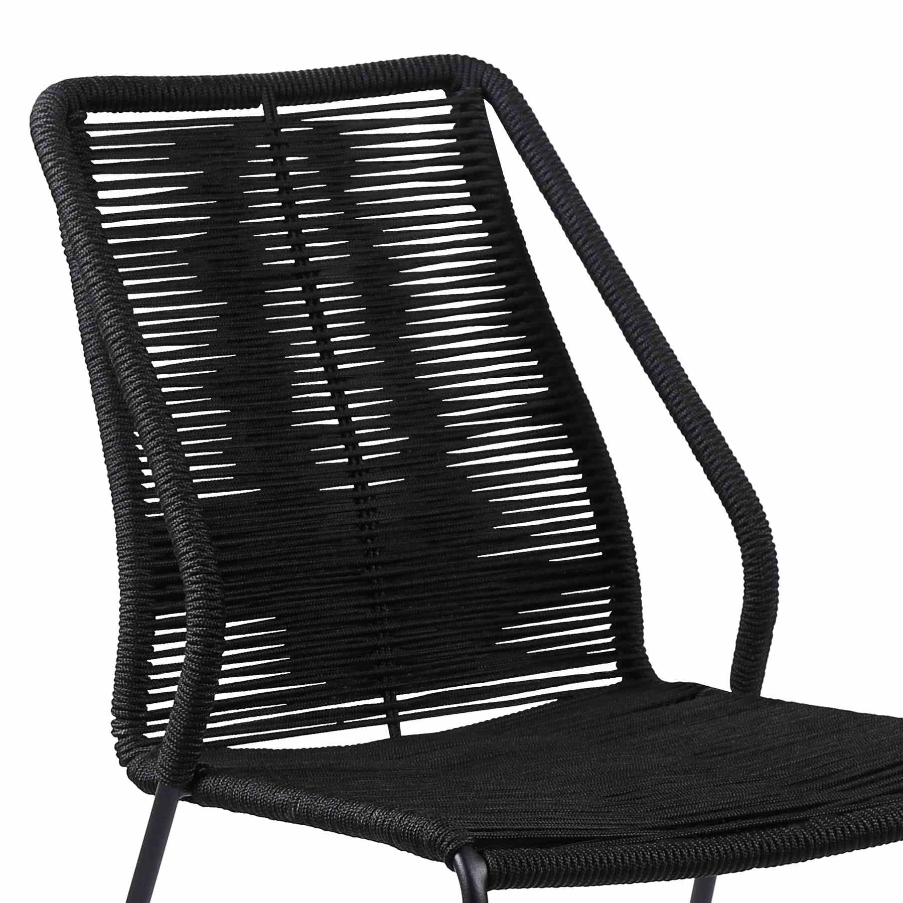 Fineline and Clip Indoor Outdoor 9 Piece Dining Set in Dark Eucalyptus Wood with Superstone and Black Rope - Image 5