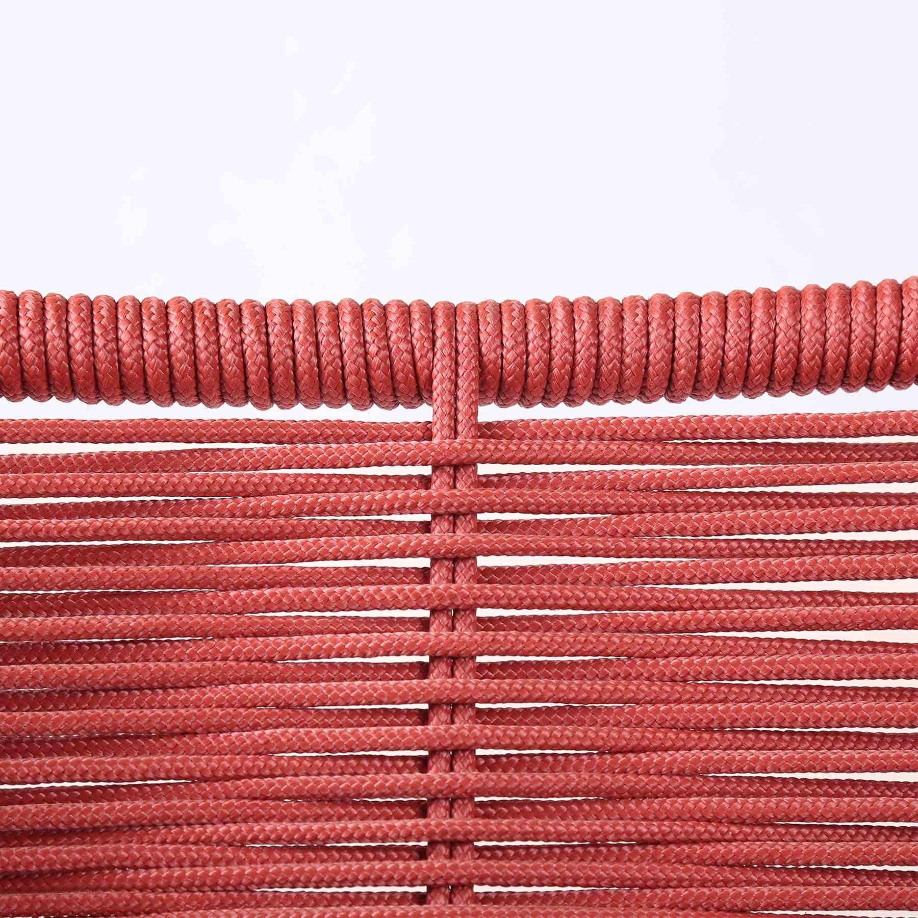 Fineline and Clip Indoor Outdoor 9 Piece Dining Set in Dark Eucalyptus Wood with Superstone and Brick Red Rope - Image 6