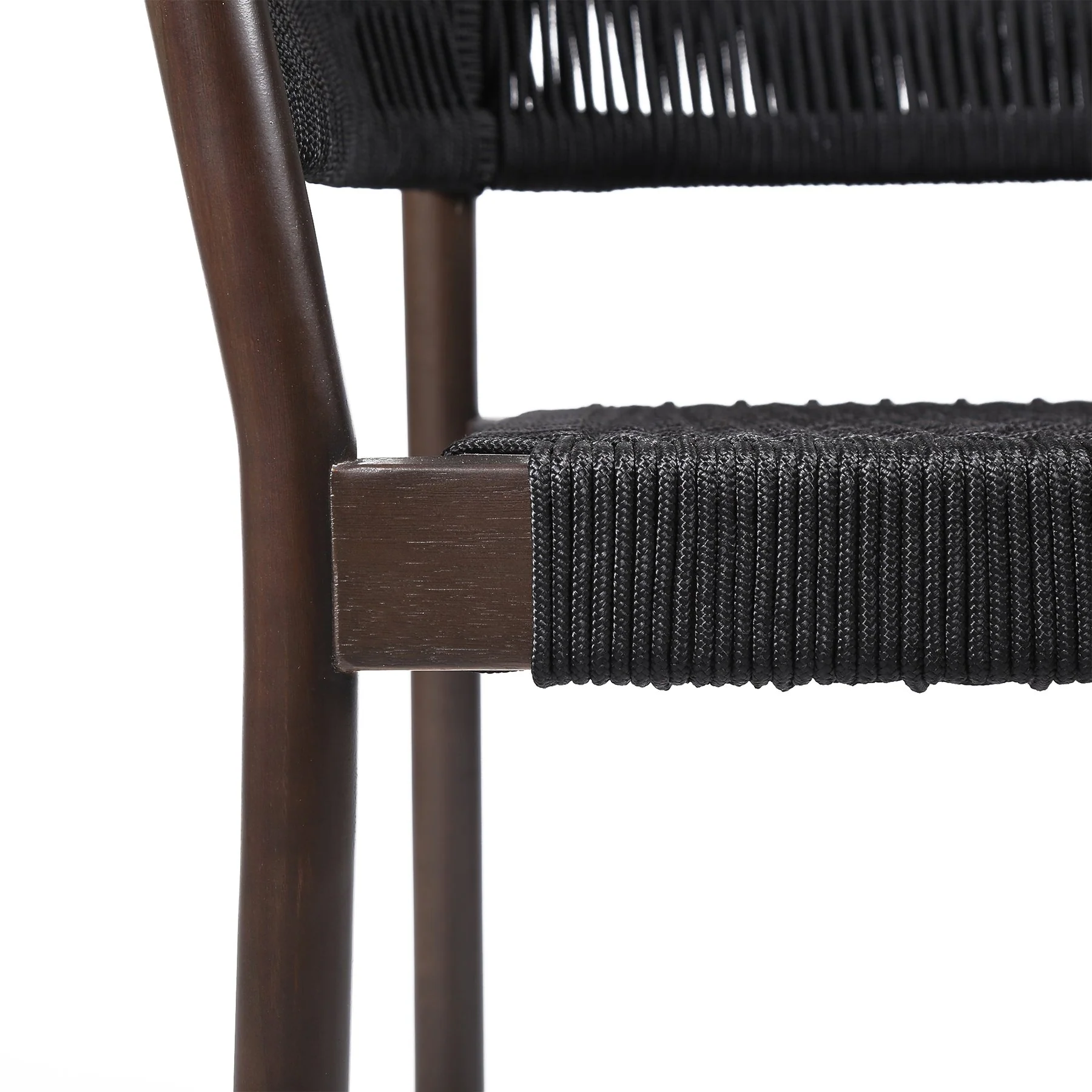 Fineline and Doris Indoor Outdoor 5 Piece Dining Set in Dark Eucalyptus Wood with Superstone and Black Rope - Image 6
