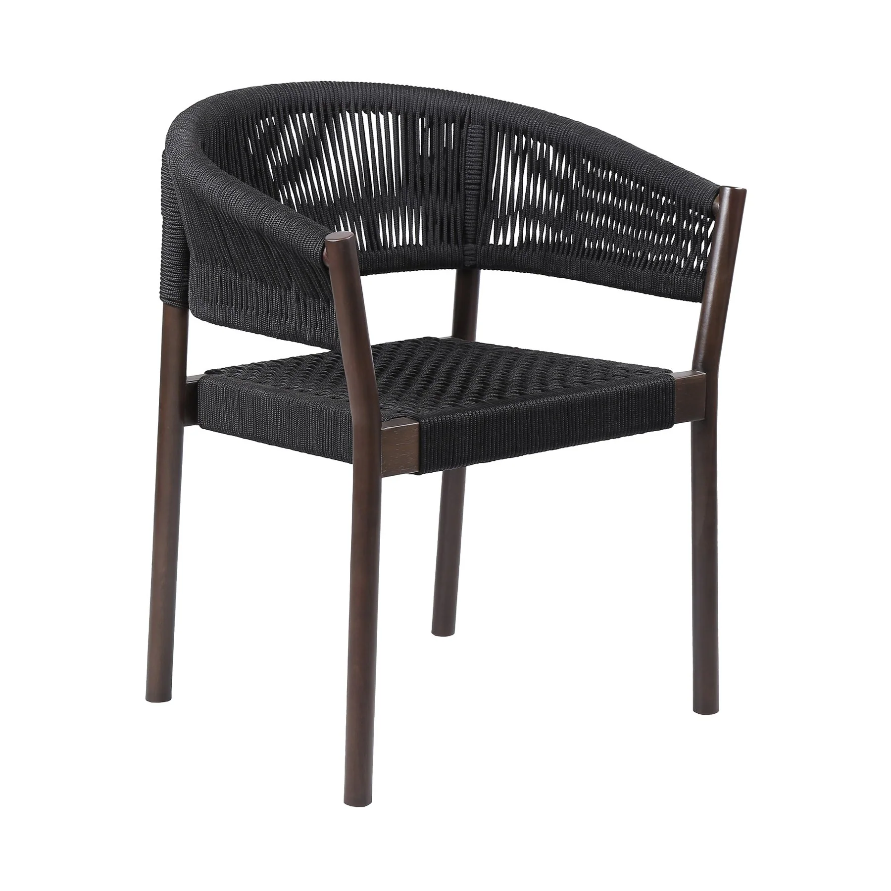 Fineline and Doris Indoor Outdoor 7 Piece Dining Set in Dark Eucalyptus Wood with Superstone and Black Rope - Image 2