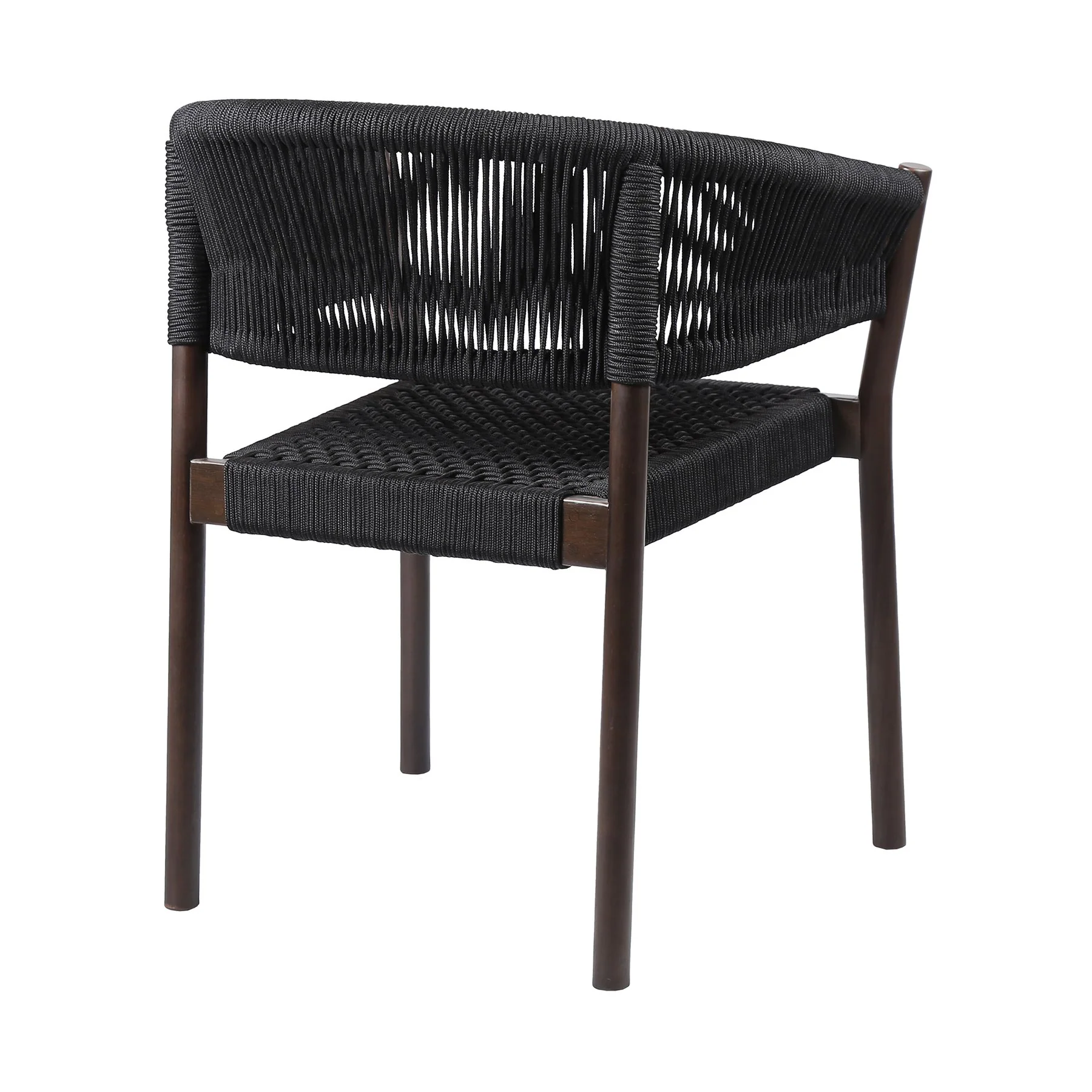 Fineline and Doris Indoor Outdoor 7 Piece Dining Set in Dark Eucalyptus Wood with Superstone and Black Rope - Image 3