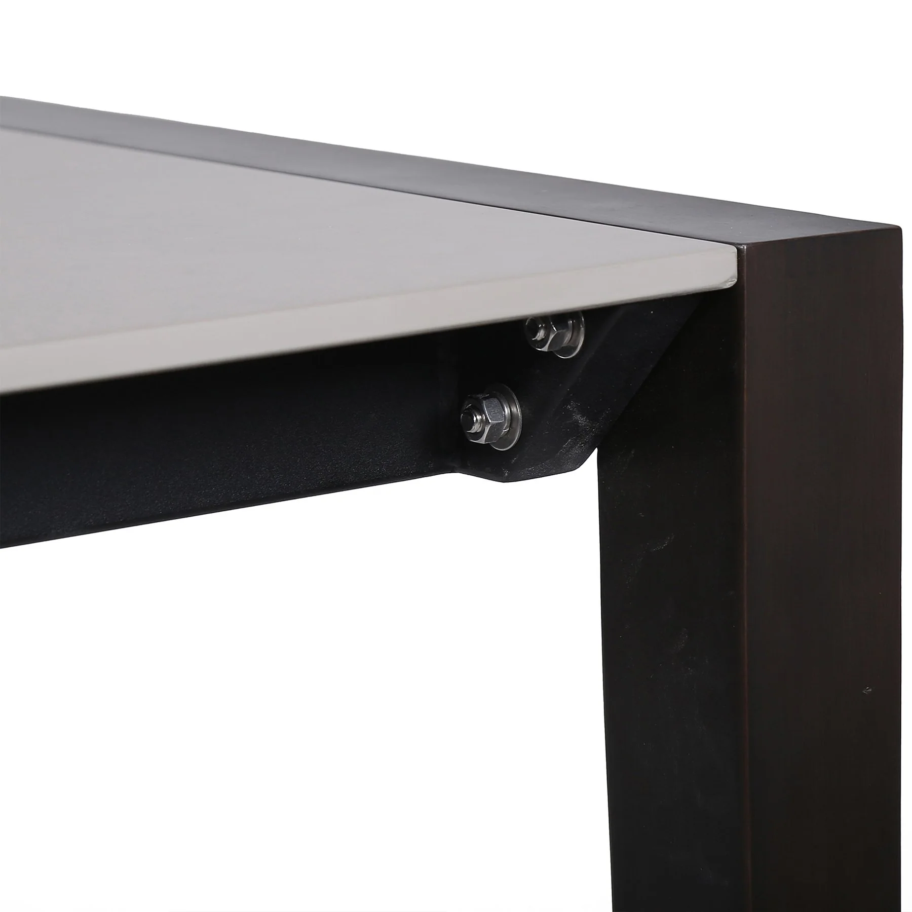 Fineline Indoor Outdoor 80" Rectangle Dining Table in Dark Eucalyptus Wood and Super Stone - Image 5
