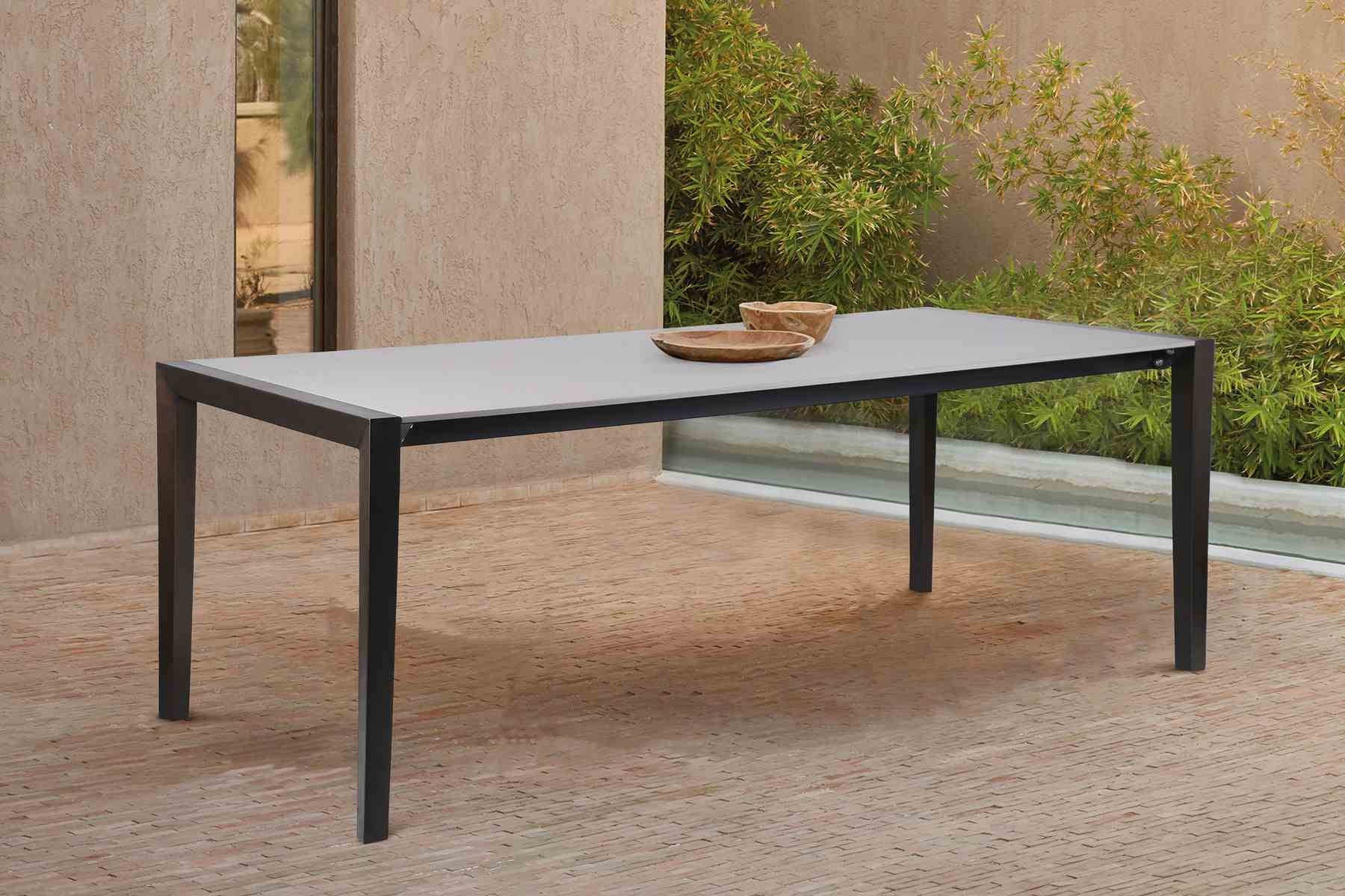 Fineline Indoor Outdoor 80" Rectangle Dining Table in Dark Eucalyptus Wood and Super Stone - Image 7
