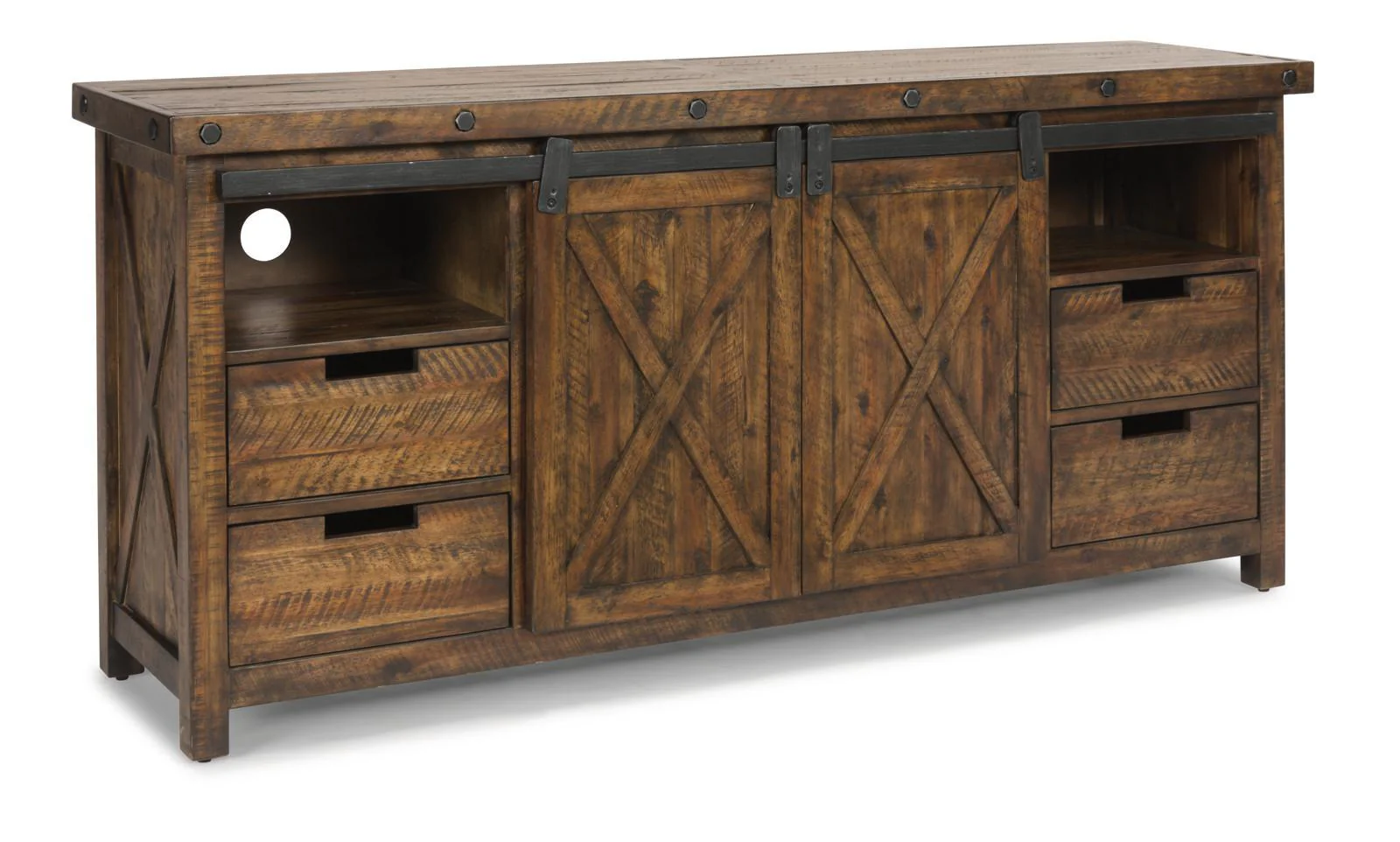 Flexsteel Carpenter Entertainment Base in Rustic Brown - Image 2