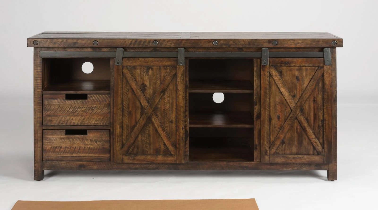 Flexsteel Carpenter Entertainment Base in Rustic Brown - Image 3