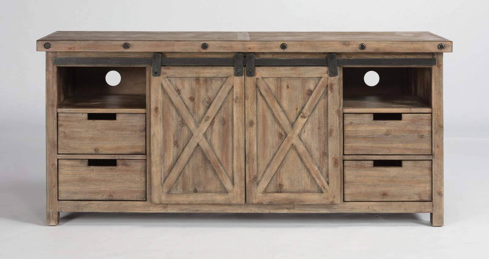 Flexsteel Carpenter Entertainment Base in Rustic Gray - Image 3