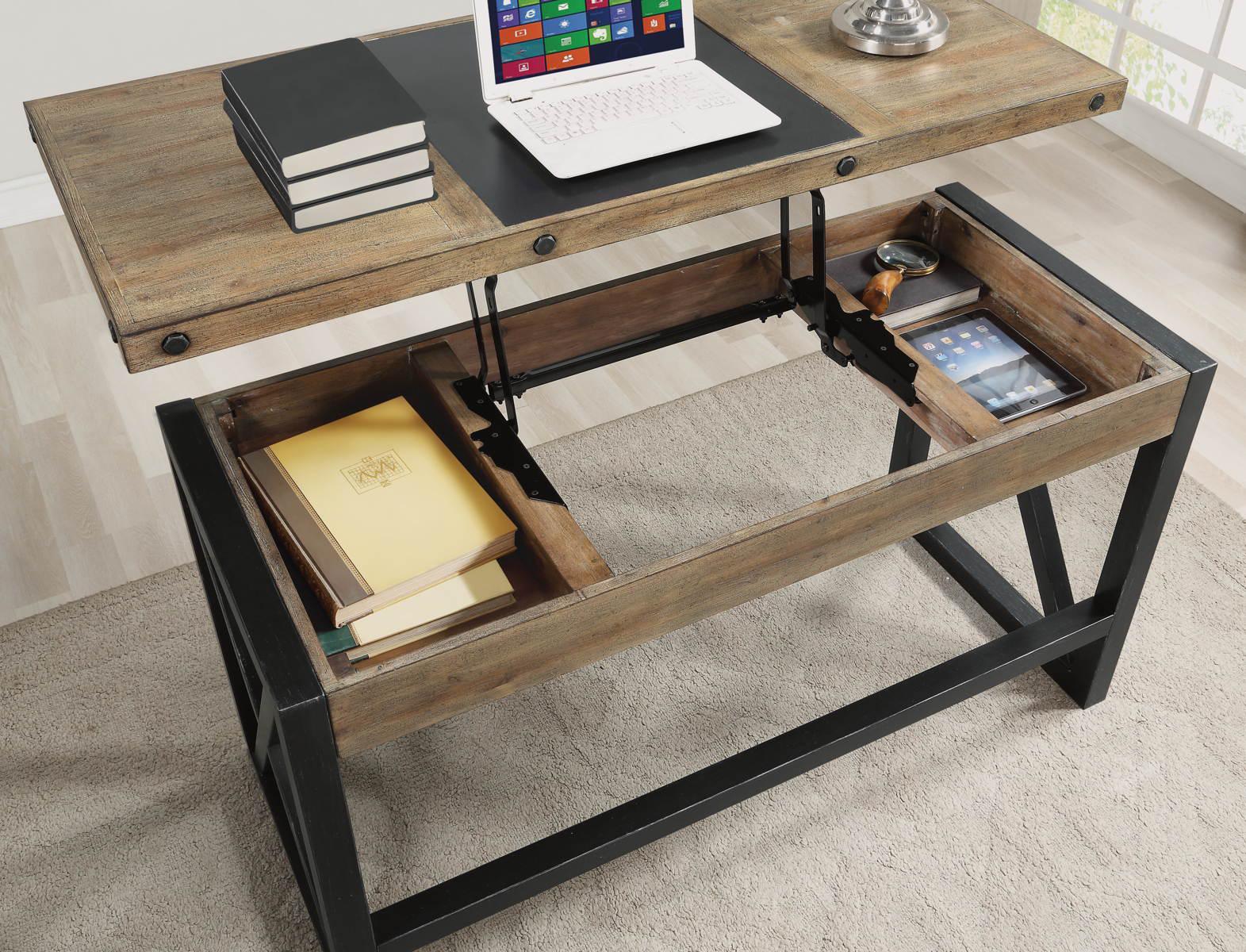 Flexsteel Carpenter Lift-Top Writing Desk in Rustic Gray - Image 4