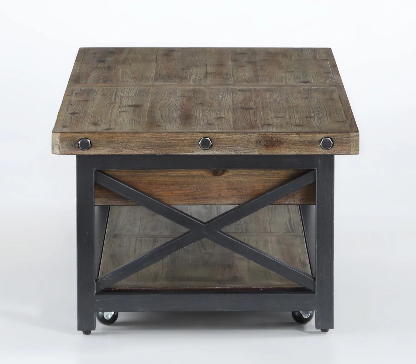 Flexsteel Carpenter Rectangular Lift-Top Cocktail Table with Casters in Rustic Gray - Image 3
