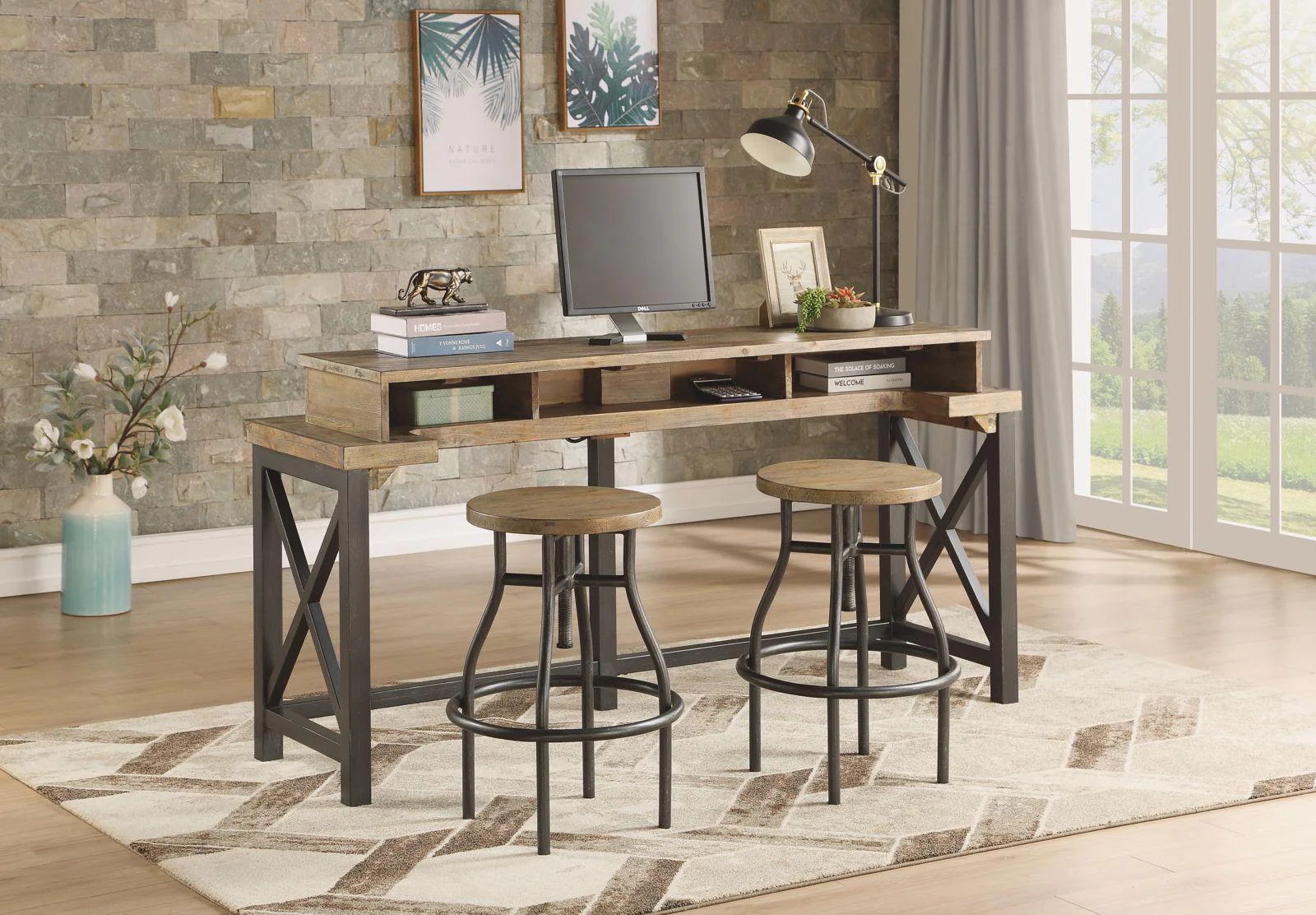 Flexsteel Carpenter Stool in Rustic Gray - Image 4