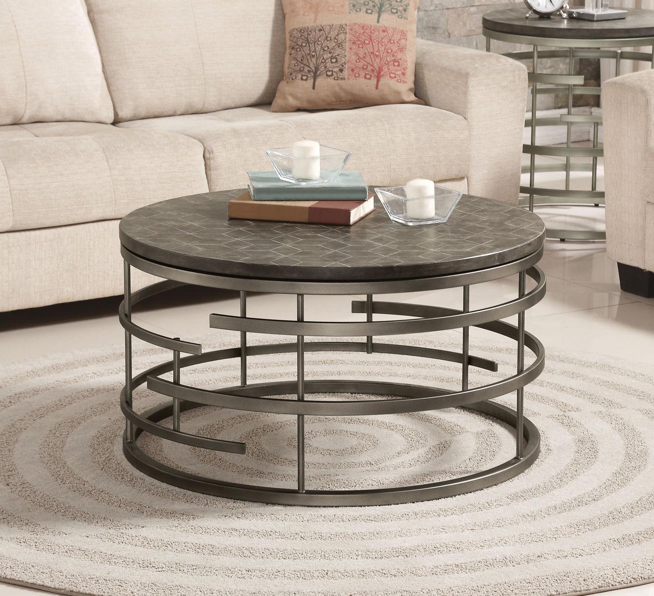 Flexsteel Halo Round Cocktail Table in Silver - Image 4