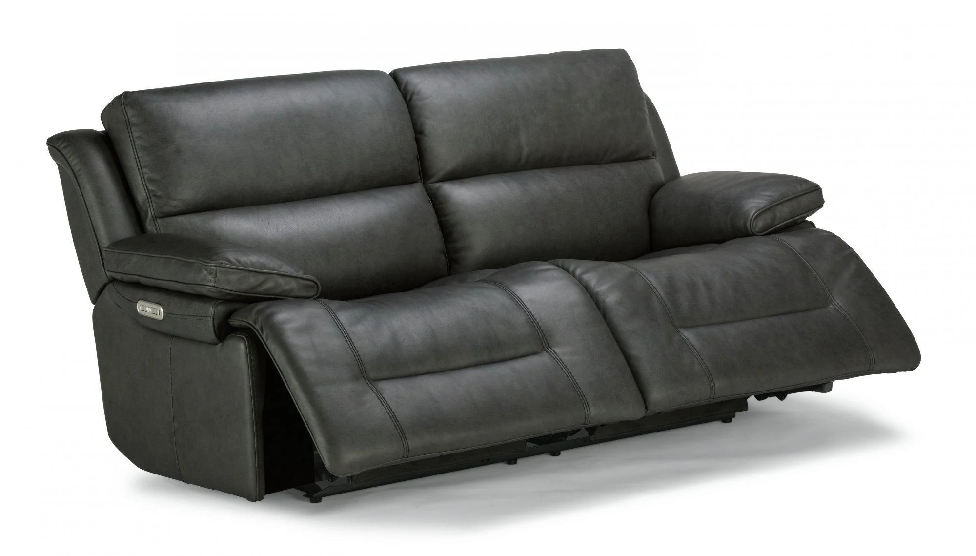Flexsteel Latitudes Apollo Leather Power Reclining Sofa w/Power Headrests in Black - Image 3