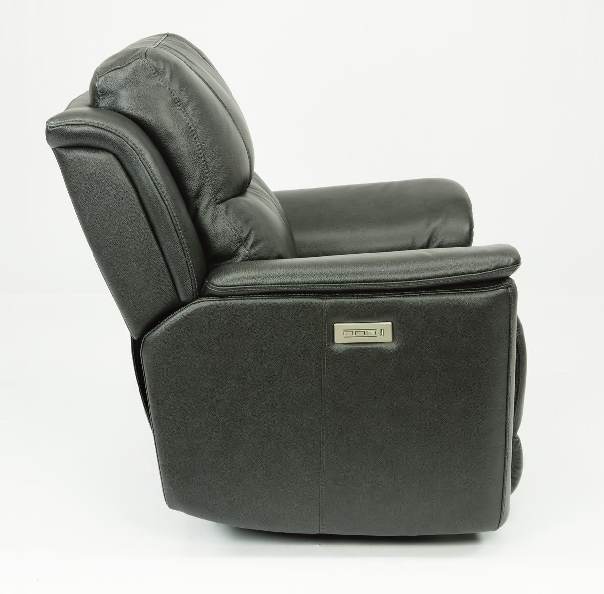 Flexsteel Latitudes Cade Leather Power Recliner w/Power Headrest in Black - Image 4