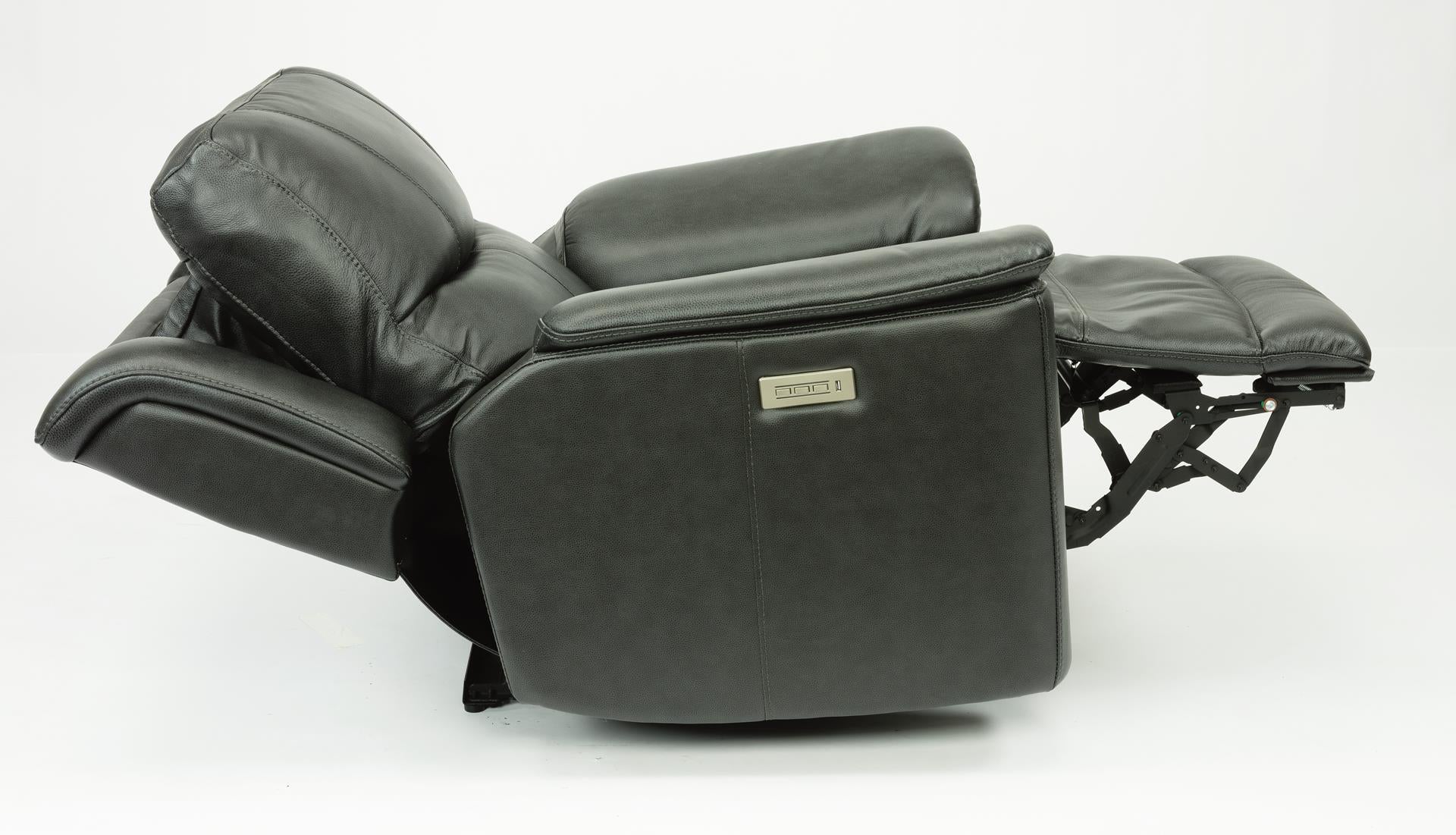 Flexsteel Latitudes Cade Leather Power Recliner w/Power Headrest in Black - Image 5