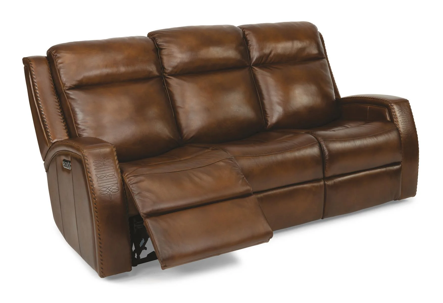Flexsteel Latitudes Mustang Leather Power Reclining Sofa w/Power Headrests - Image 3