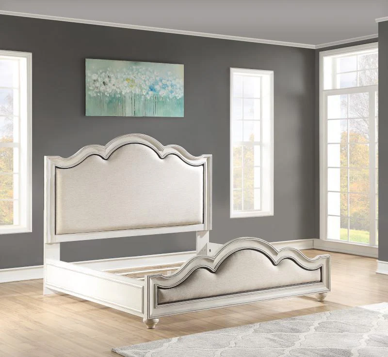 Flexsteel Wynwood Harmony Queen Upholstered Panel Bed in White Wood - Image 3