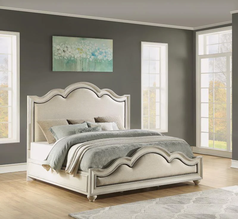 Flexsteel Wynwood Harmony Queen Upholstered Panel Bed in White Wood - Image 4