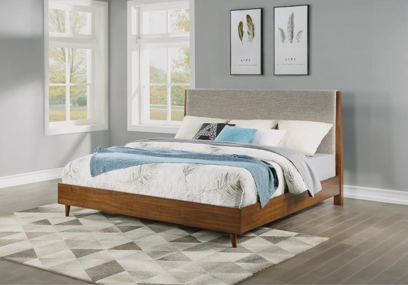 Flexsteel Wynwood Ludwig Upholstered King Platform Bed in Medium Brown - Image 4