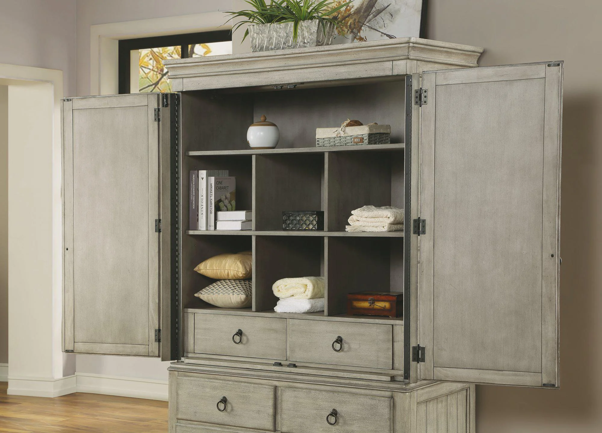 Flexsteel Wynwood Plymouth Armoire in Whitewash Wood - Image 2
