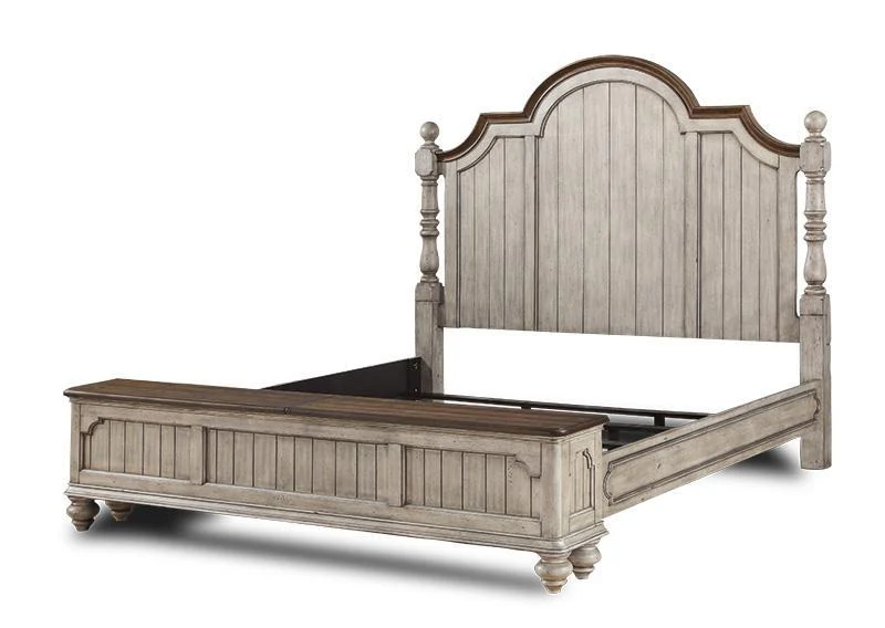 Flexsteel Wynwood Plymouth California King Poster Storage Bed in Whitewash Wood - Image 4