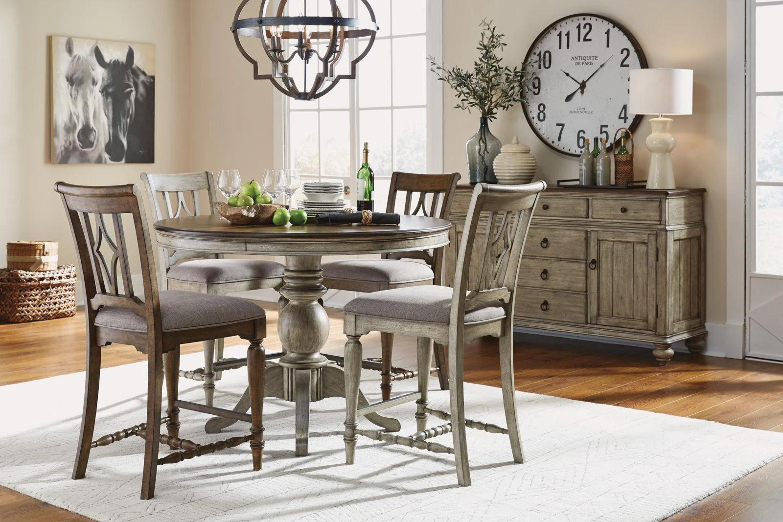 Flexsteel Wynwood Plymouth Pedestal Counter Height Dining Table in Two-Toned - Image 5