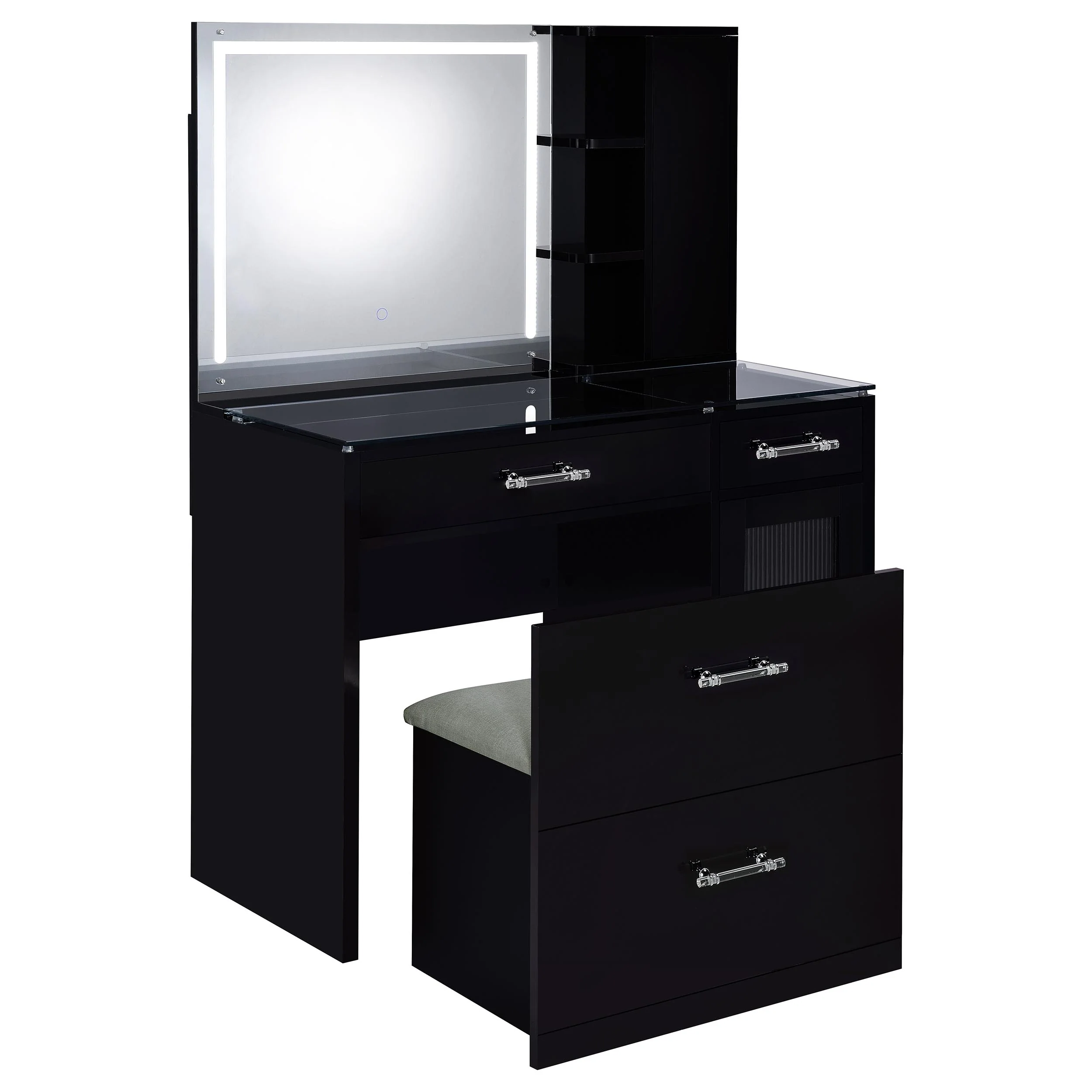 Flora Makeup Vanity Table with LED Mirror and Stool - Image 23