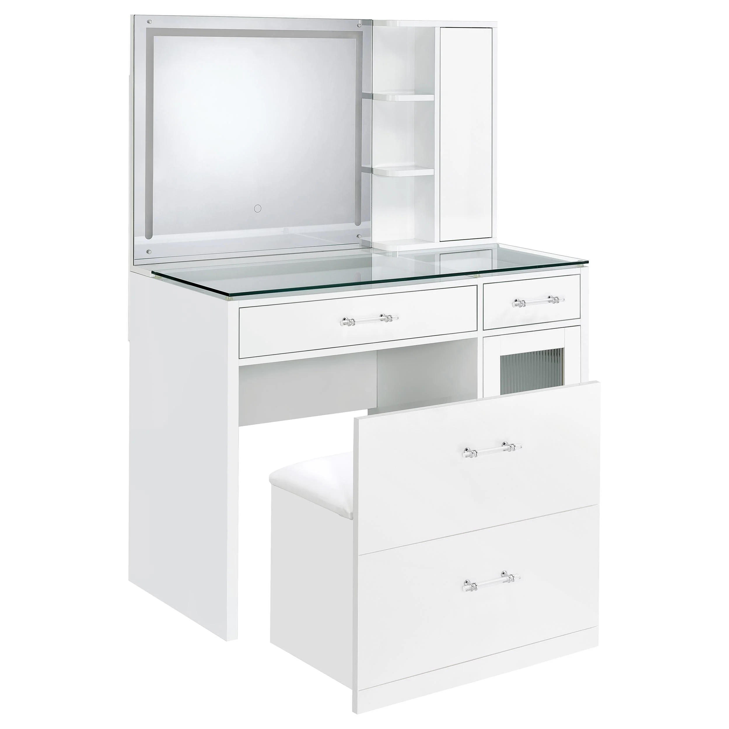 Flora Makeup Vanity Table with LED Mirror and Stool - Image 6