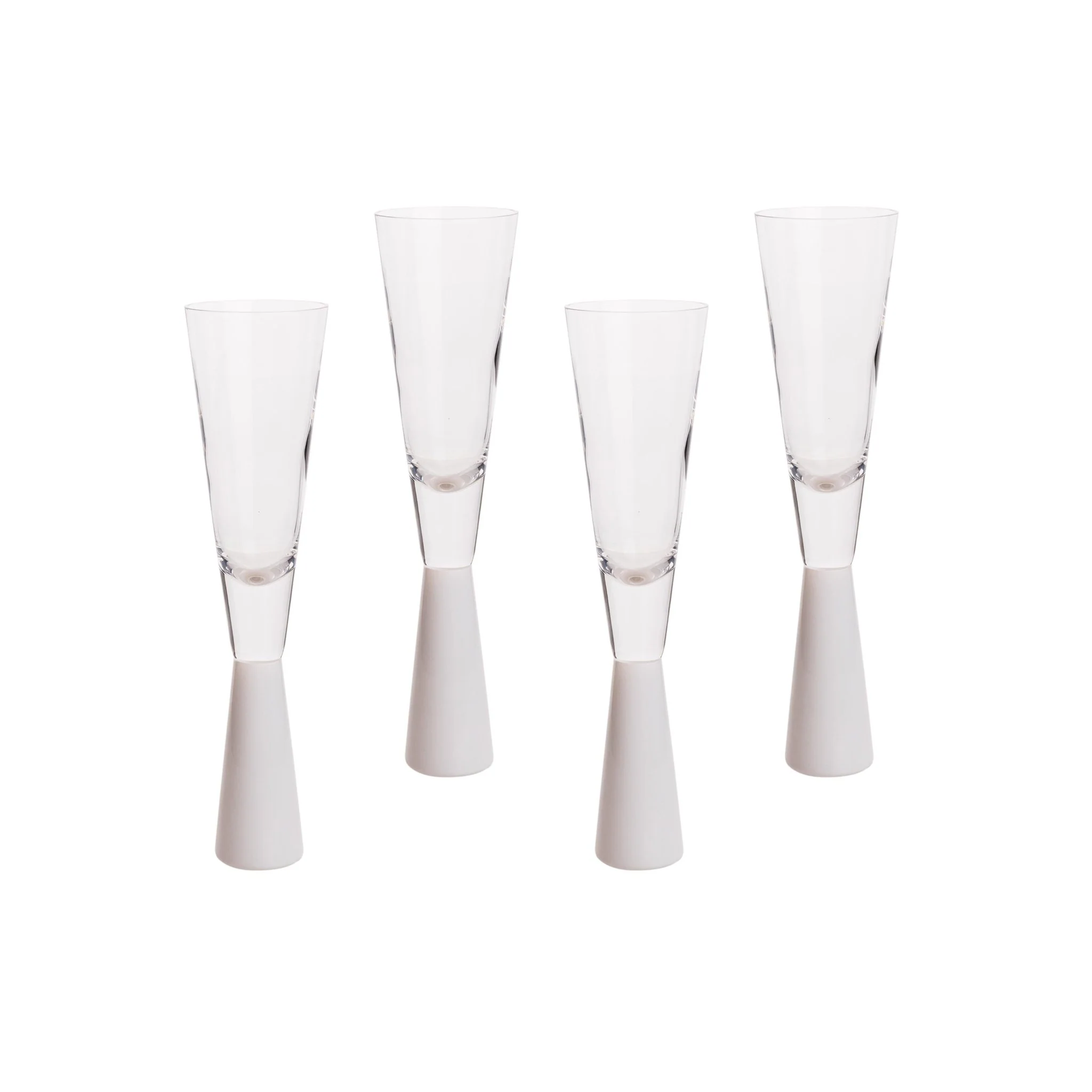 Flute White Champagne Glasses - Set of 4 - Image 2
