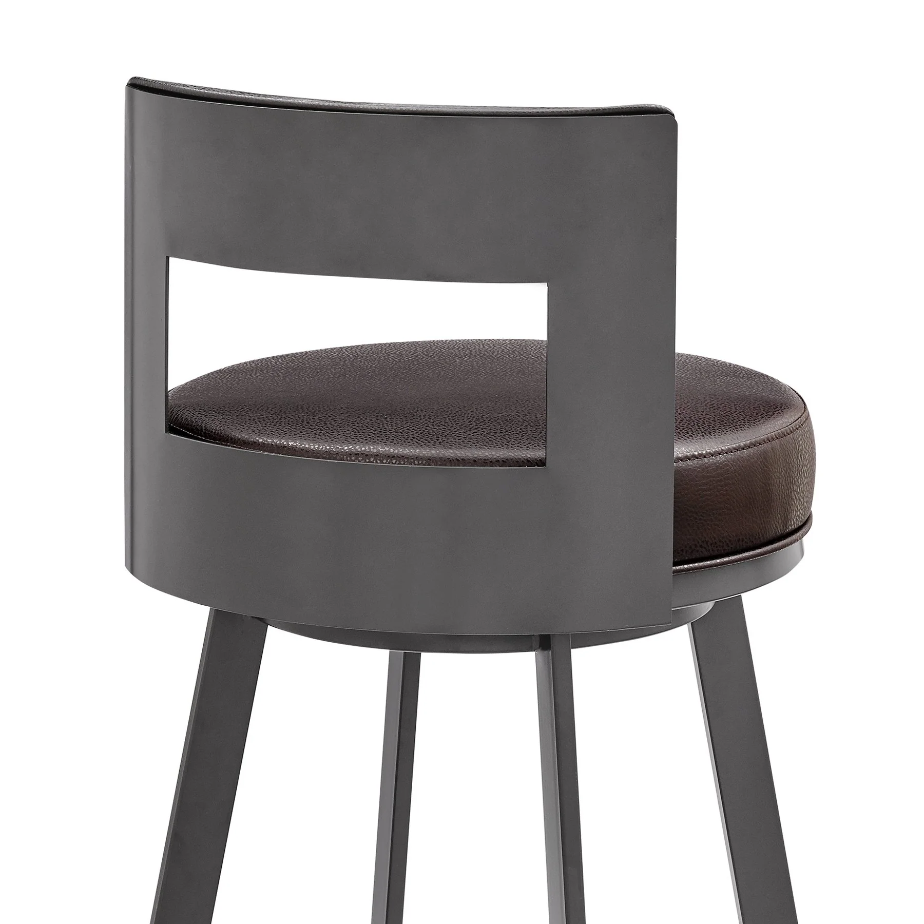 Flynn 26" Swivel Counter Stool in Brown Metal with Brown Faux Leather - Image 7
