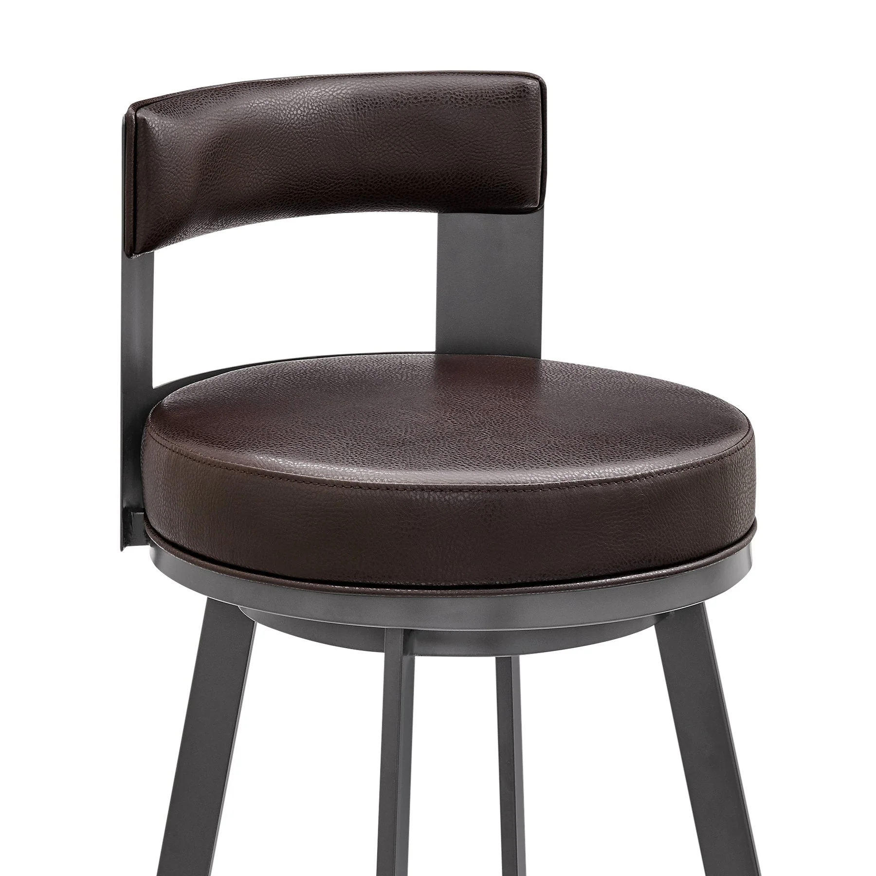 Flynn 30" Swivel Bar Stool in Brown Metal with Brown Faux Leather - Image 6