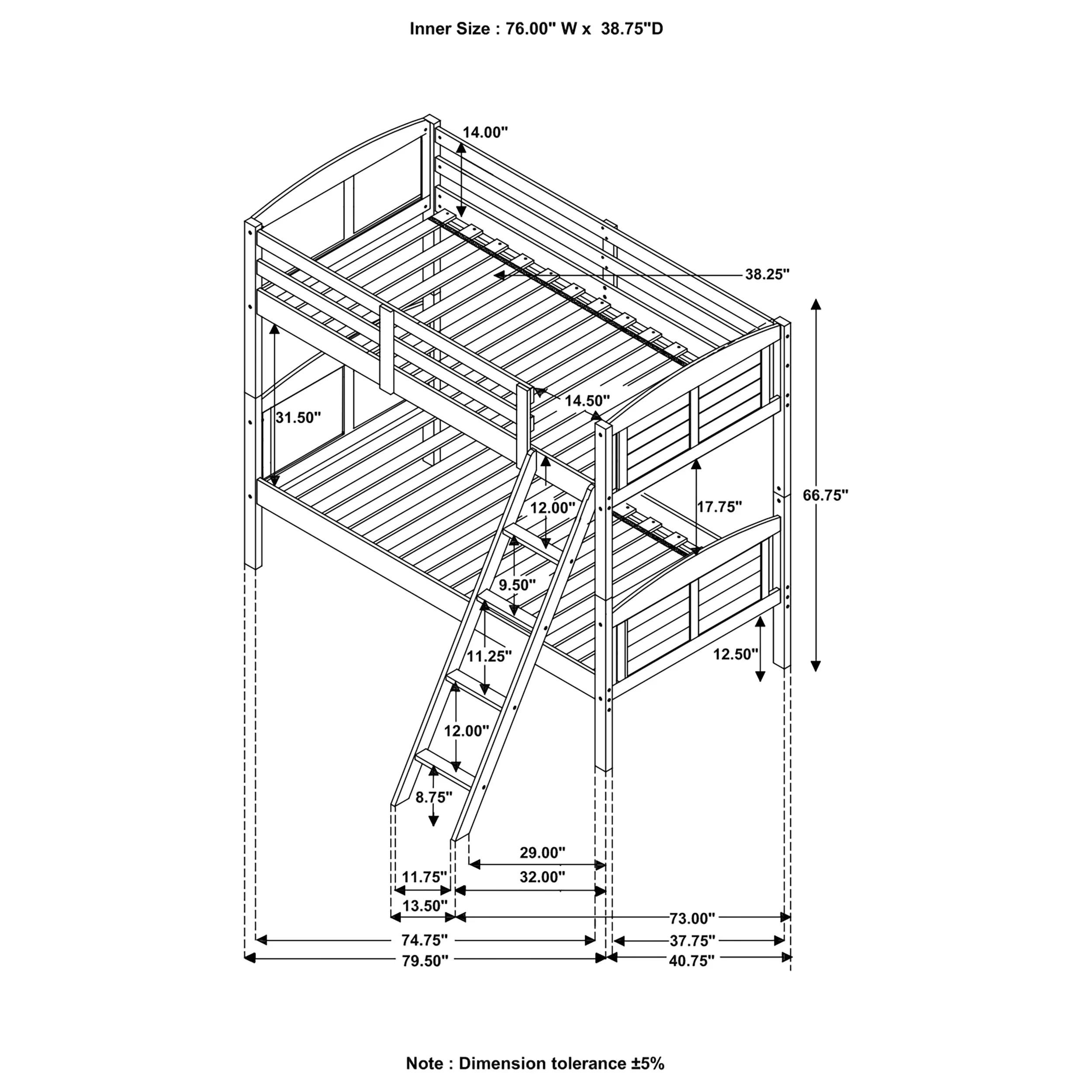 Flynn Bunk Bed with Mattress - Image 4