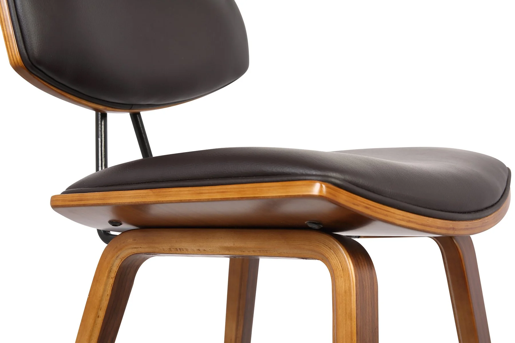 Fox 25.5" Counter Height Brown Faux Leather and Walnut Wood Mid-Century Modern Bar Stool - Image 6