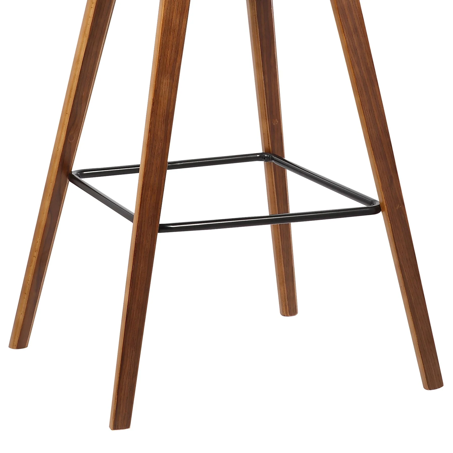 Fox 25.5" Counter Height Brown Faux Leather and Walnut Wood Mid-Century Modern Bar Stool - Image 7