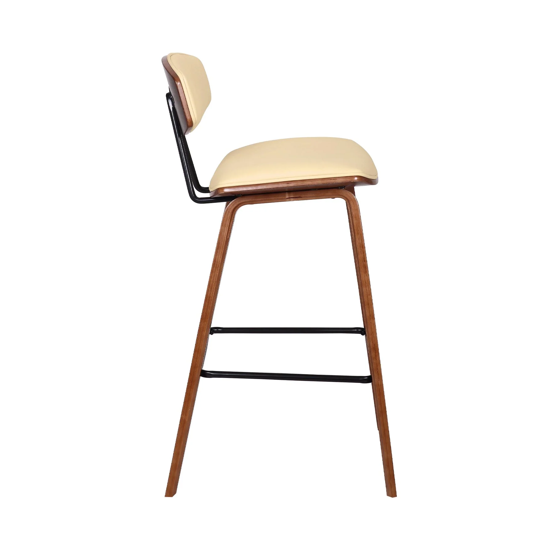 Fox 25.5" Counter Height Cream Faux Leather and Walnut Wood Mid-Century Modern Bar Stool - Image 3