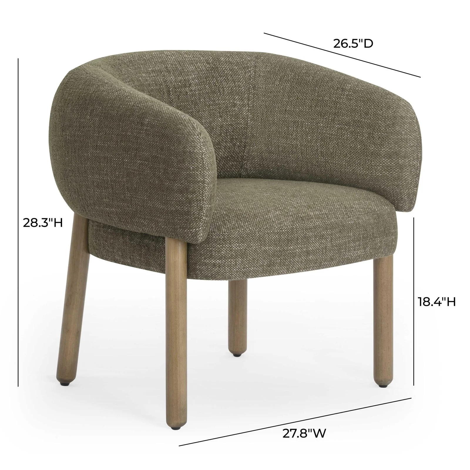 Foxy Olive Green Textured Performance  Fabric Accent Chair - Image 7