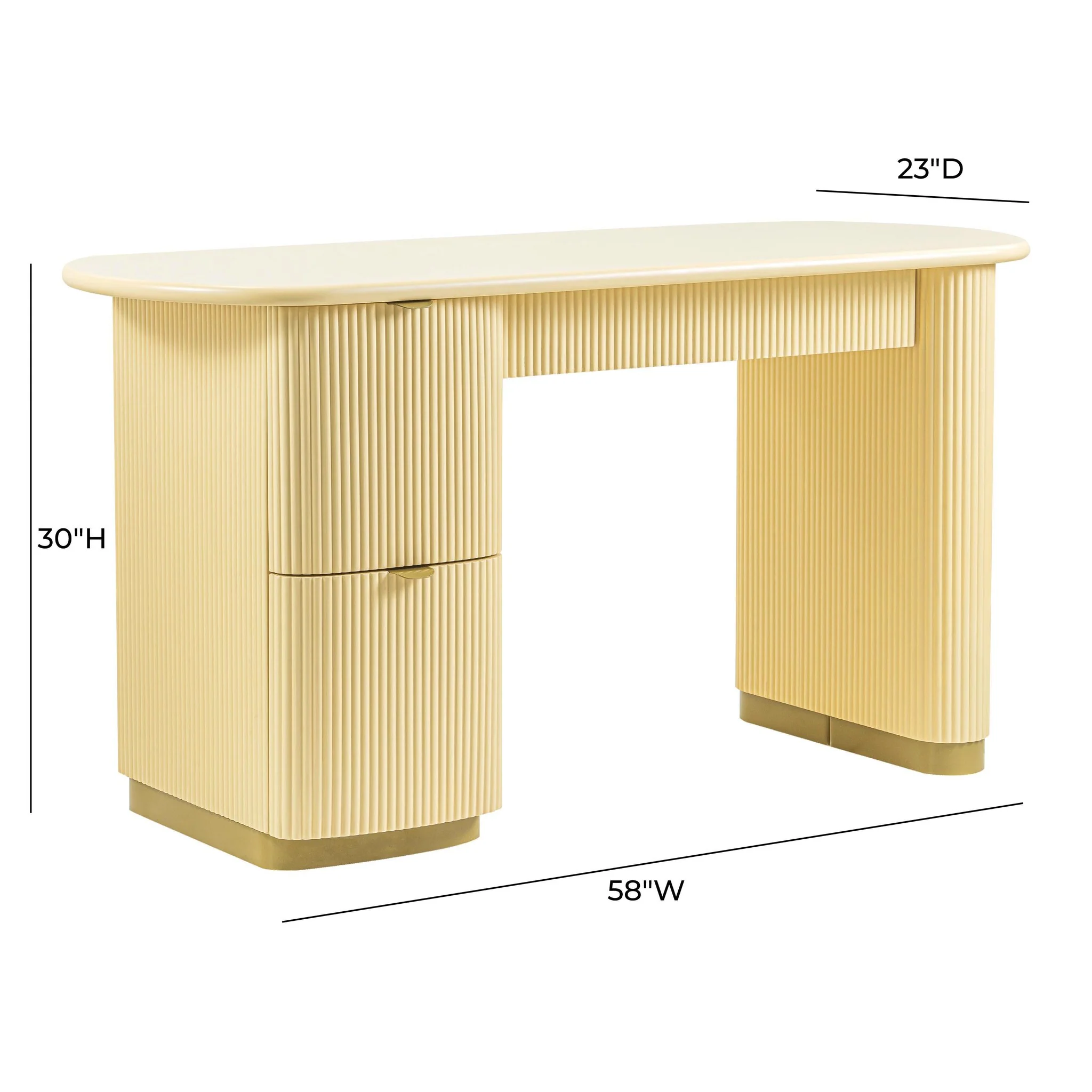 Francesca Yellow Peach 3-Drawer Desk - Image 9