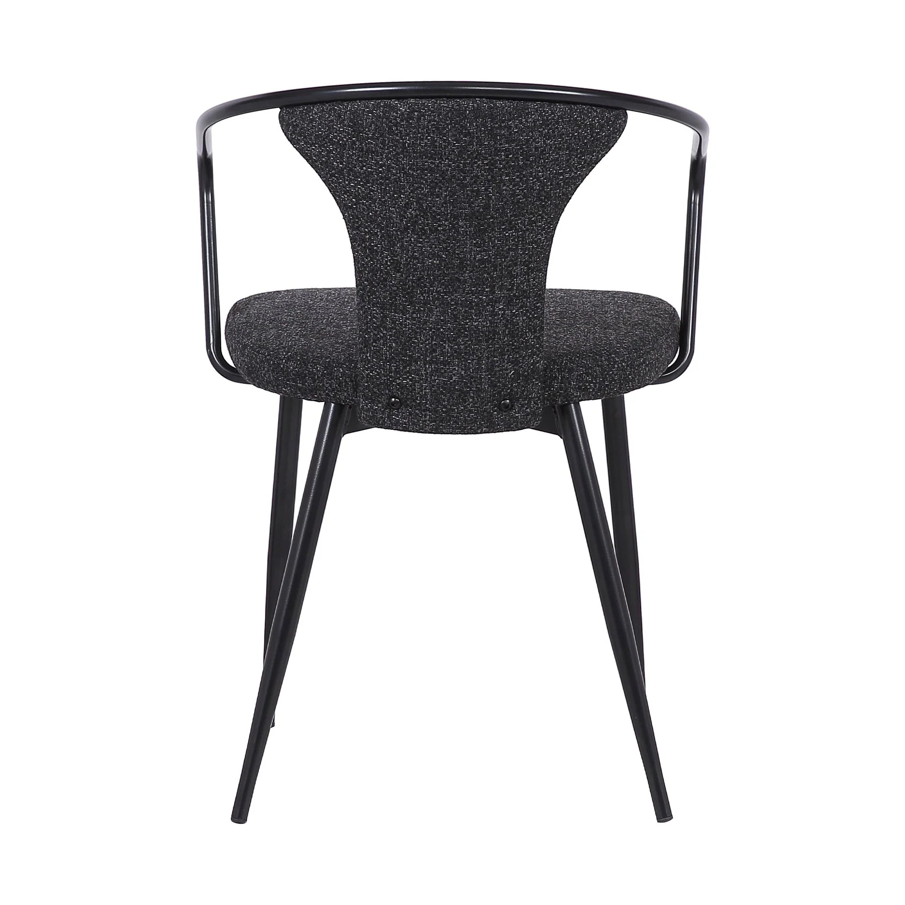 Francis Contemporary Dining Chair in Black Powder Coated Finish and Black Fabric - Image 5