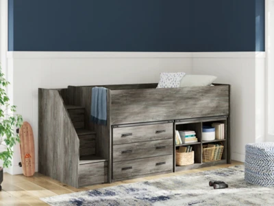 Frandern Loft Bed with Bookcase and Drawer Storage - Image 2