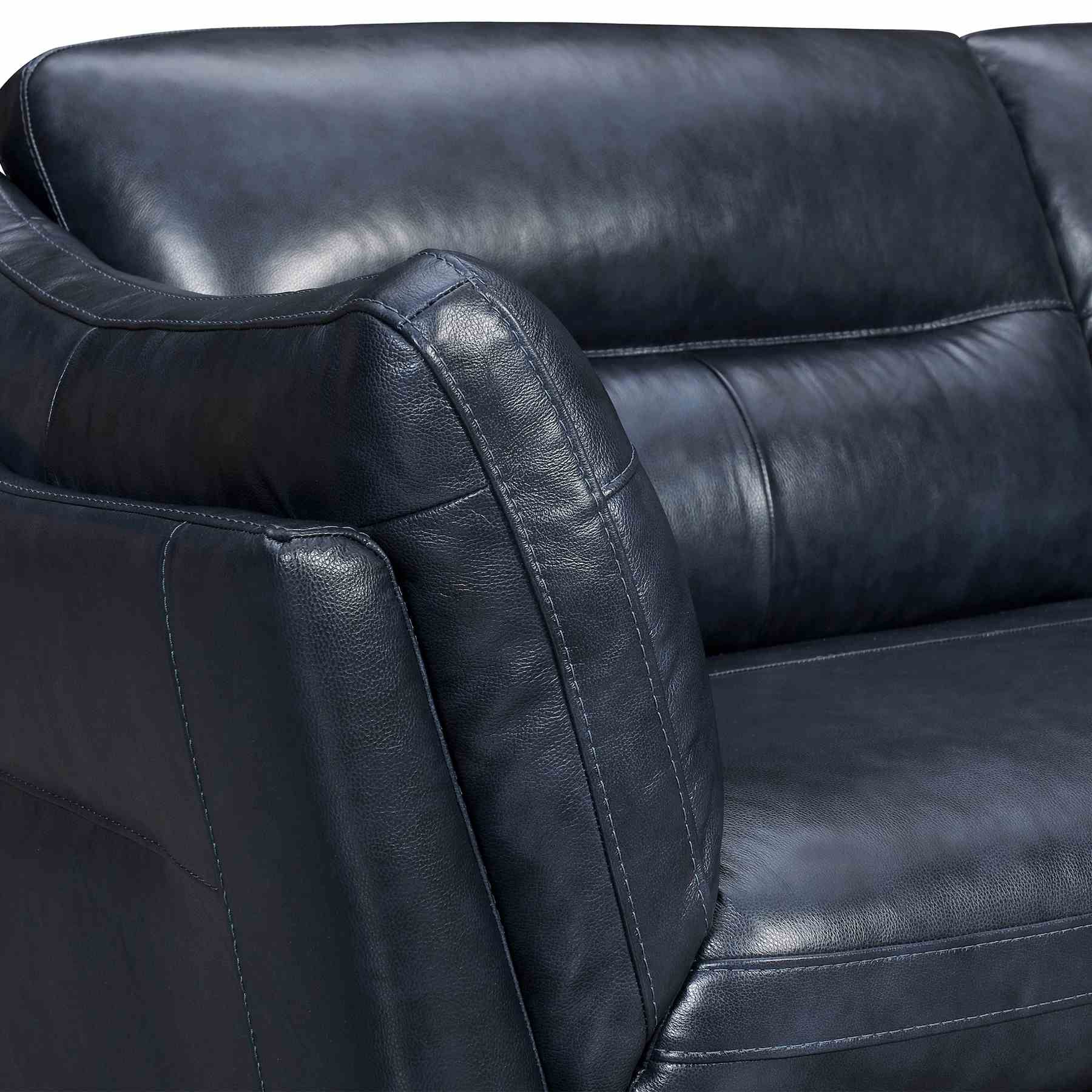Franz 87" Modern Blue Genuine Leather Sofa - Image 4