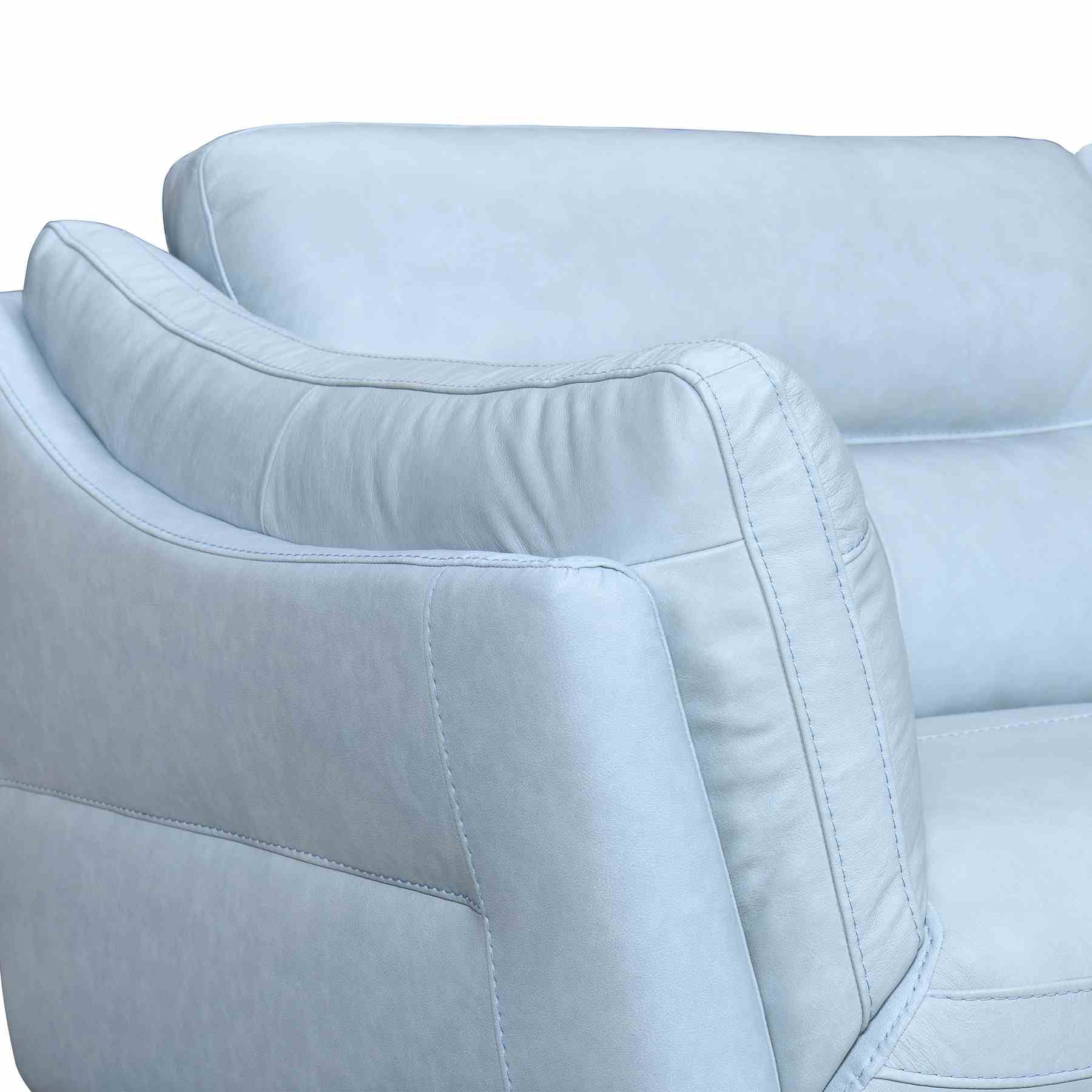 Franz Sky Blue Leather Sofa - Image 5