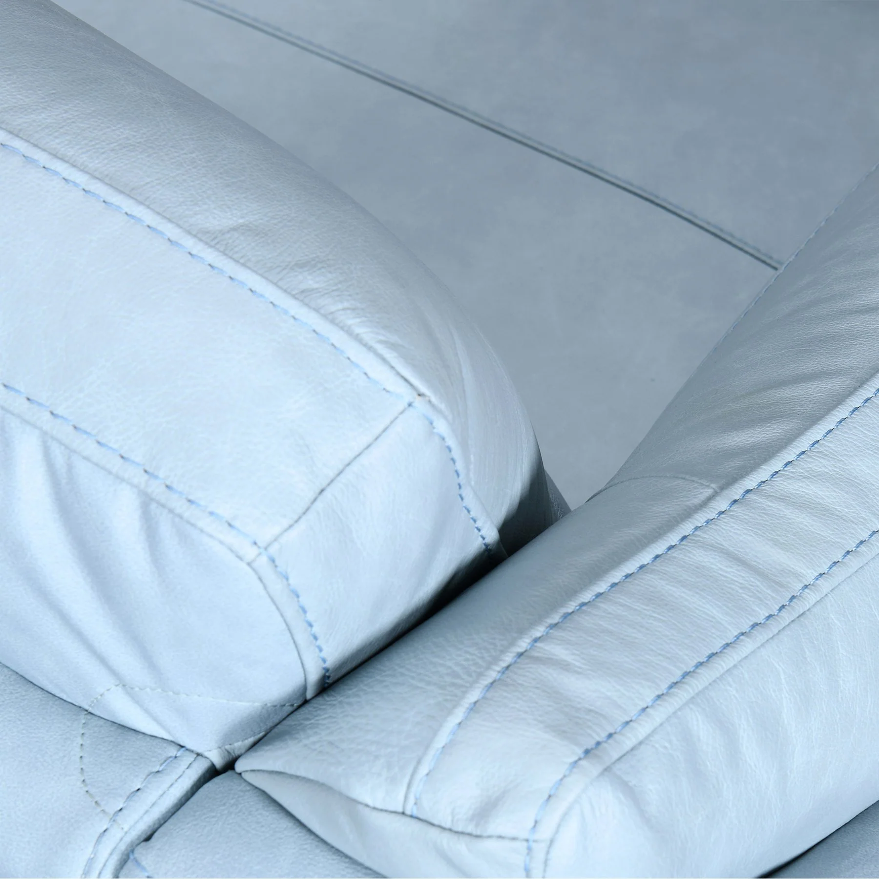 Franz Sky Blue Leather Sofa - Image 6