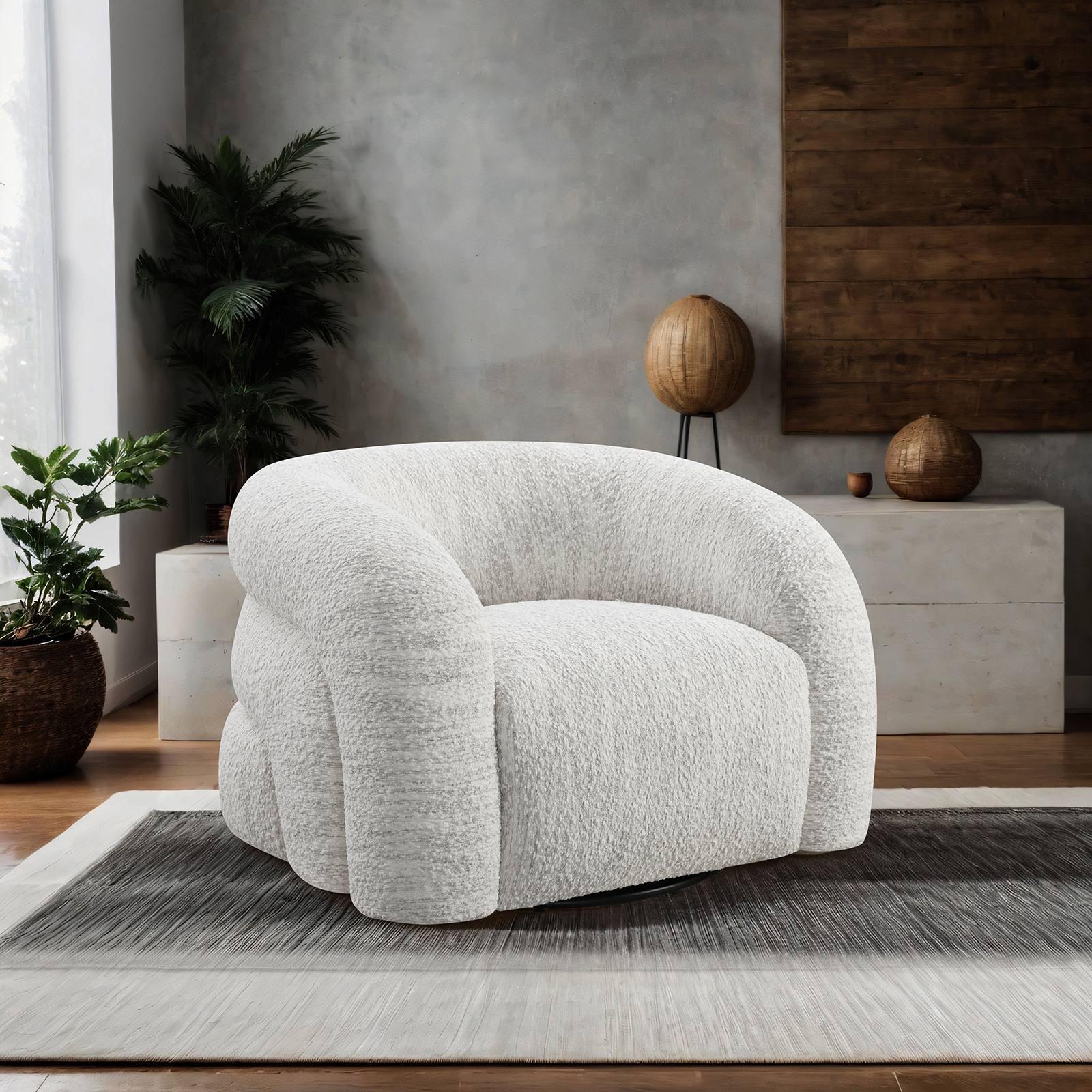 Freja Swivel Chair, Cotton White - Image 2