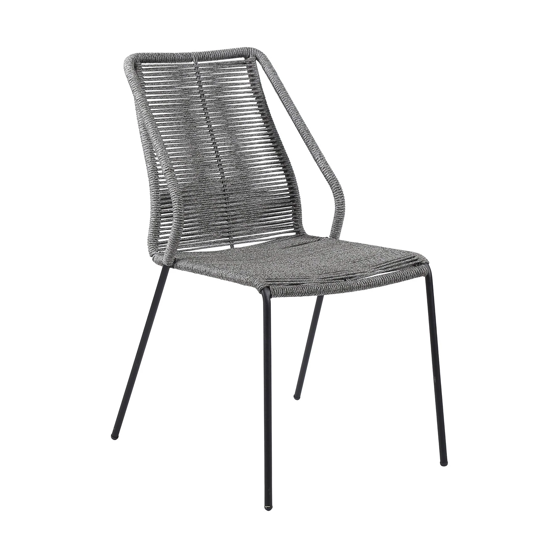 Frinton and Clip 5 Piece Dining Set in Light Eucalyptus Wood and Metal with Gray Rope - Image 2