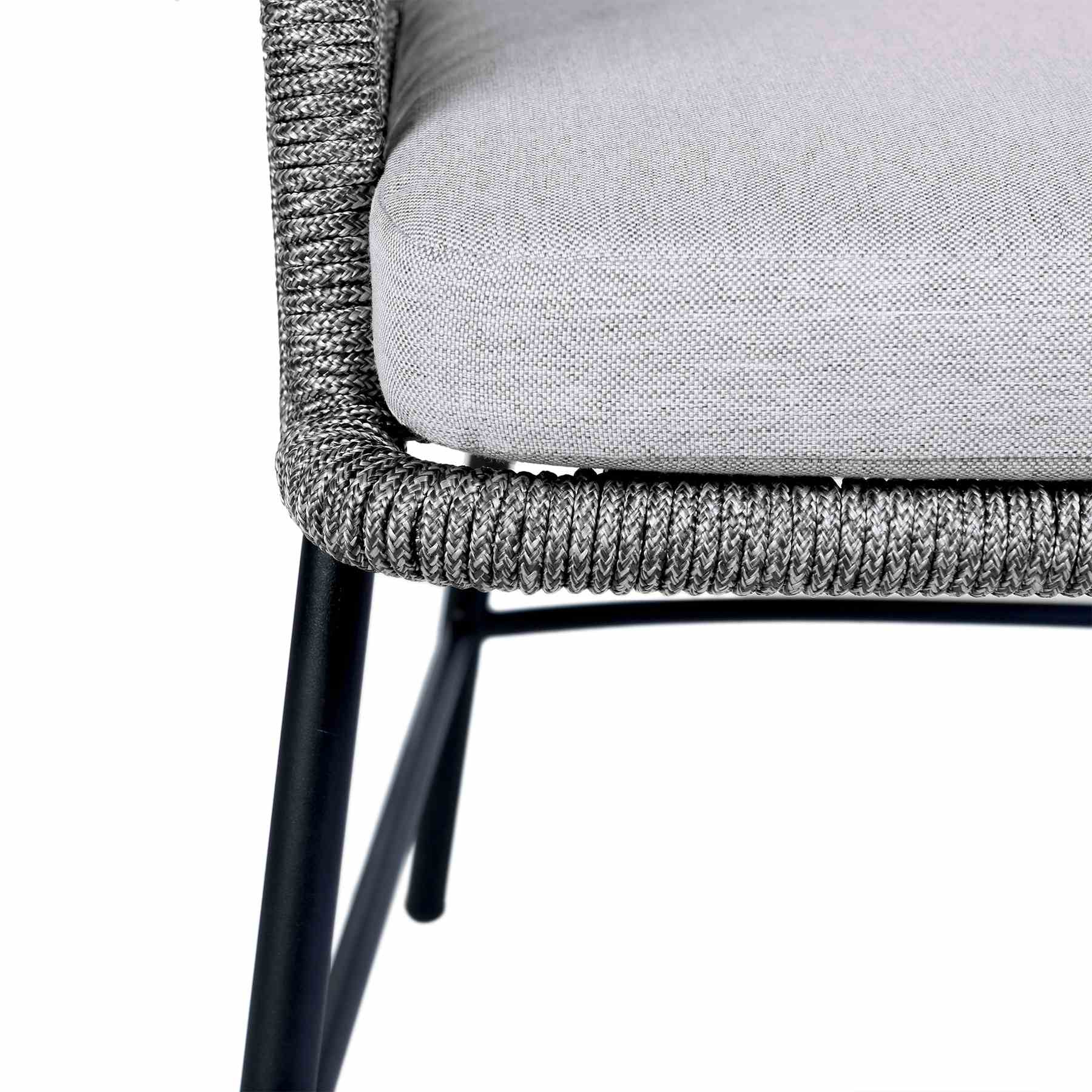 Frinton and Ditas 5 Piece Dining Set in Light Eucalyptus and Metal with Gray Rope - Image 6