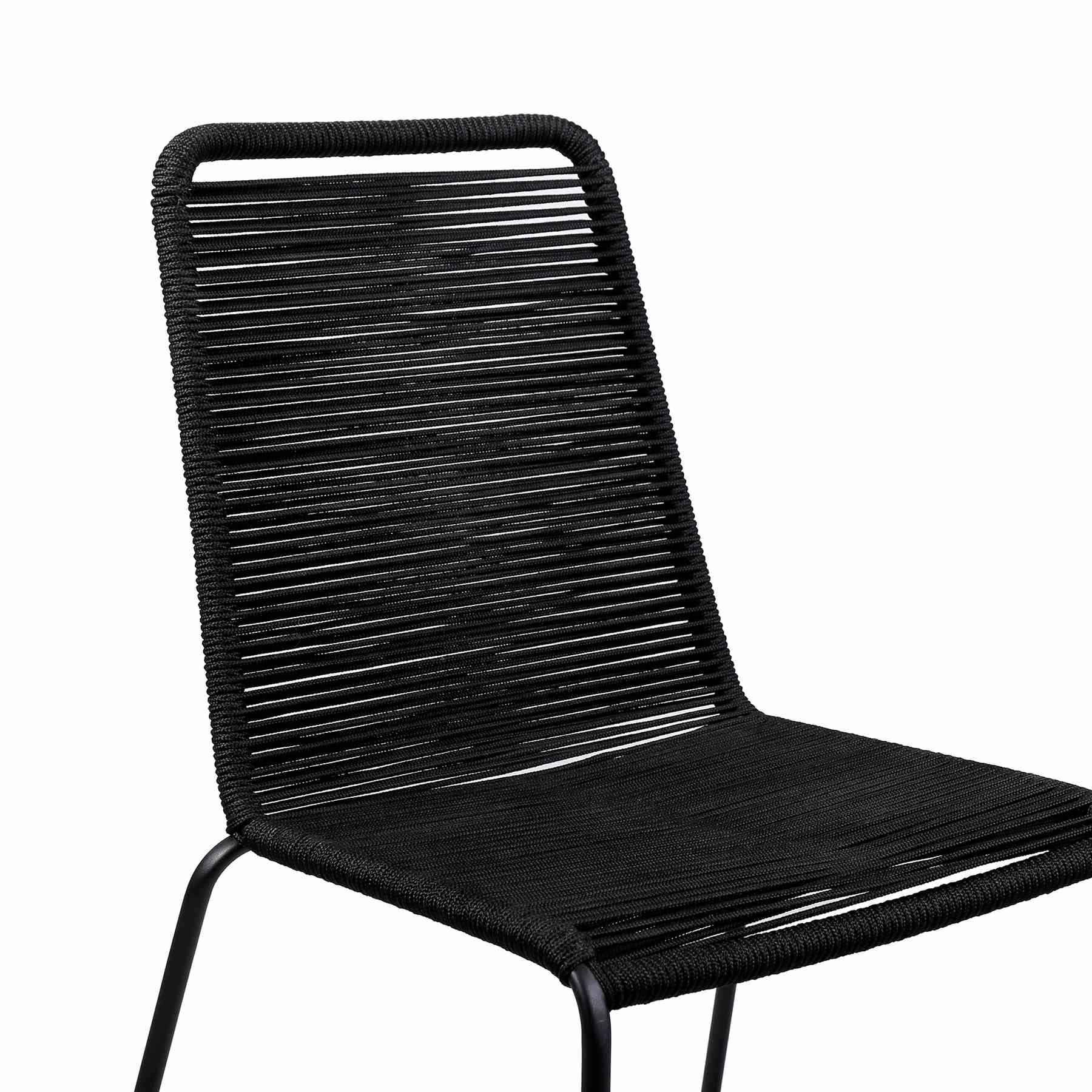 Frinton and Shasta 5 Piece Dining Set in Dark Eucalyptus and Metal with Black Rope - Image 6