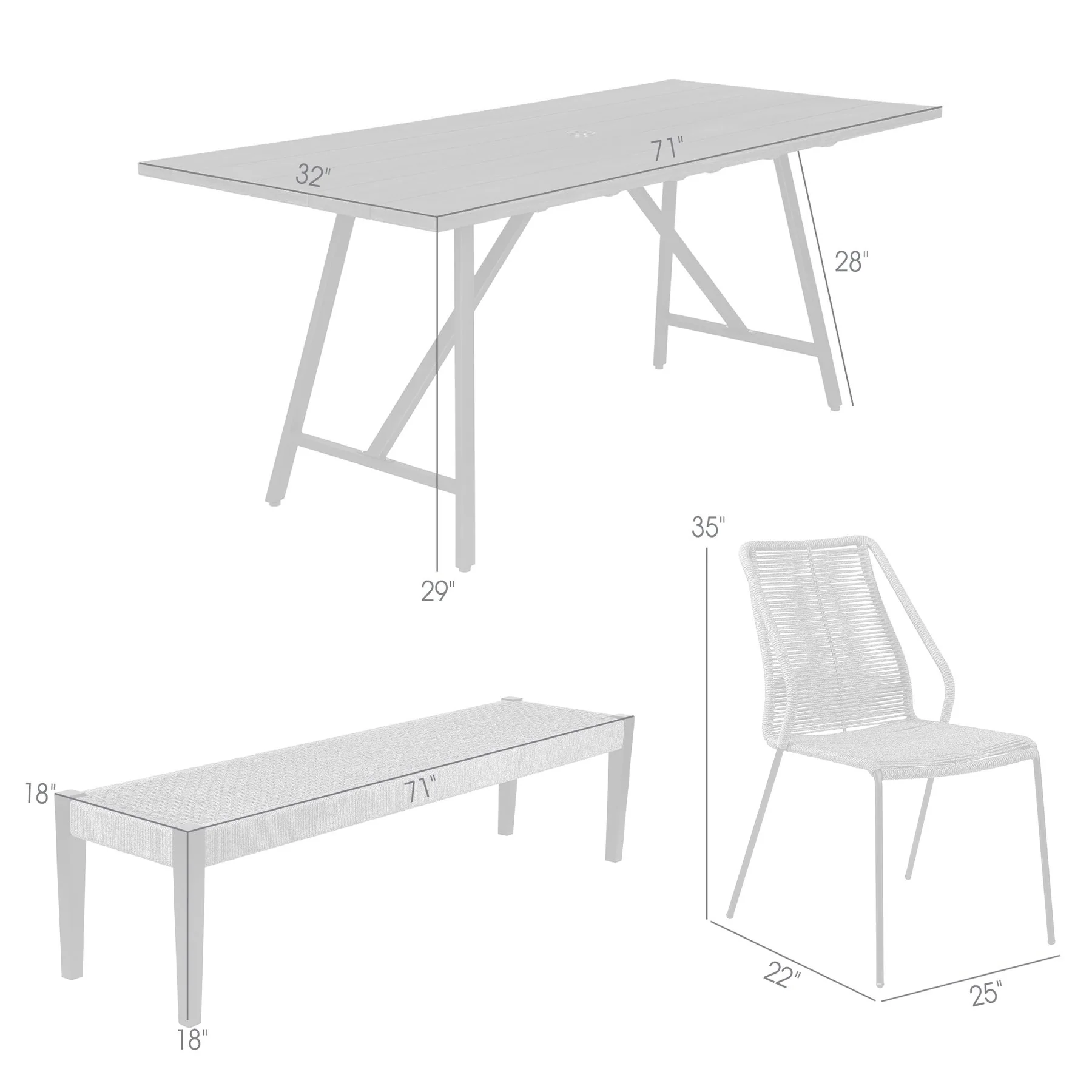 Frinton Clip and Rhett 5 Piece Outdoor Dining Set in Dark Eucalyptus with Gray Rope - Image 13