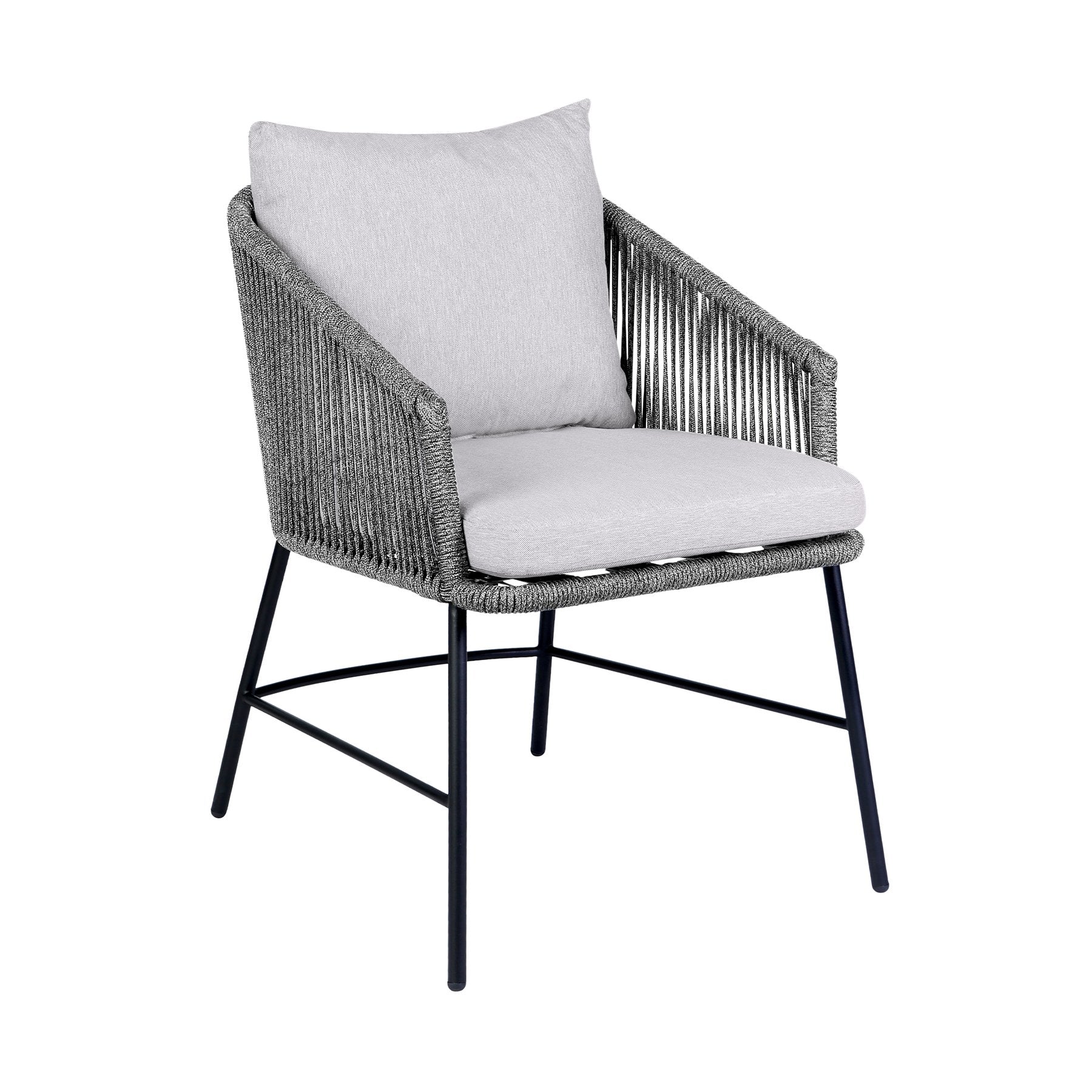 Frinton Ditas and Rhett 5 Piece Outdoor Dining Set with Dark Eucalyptus Wood and Gray Rope and Cushions - Image 2