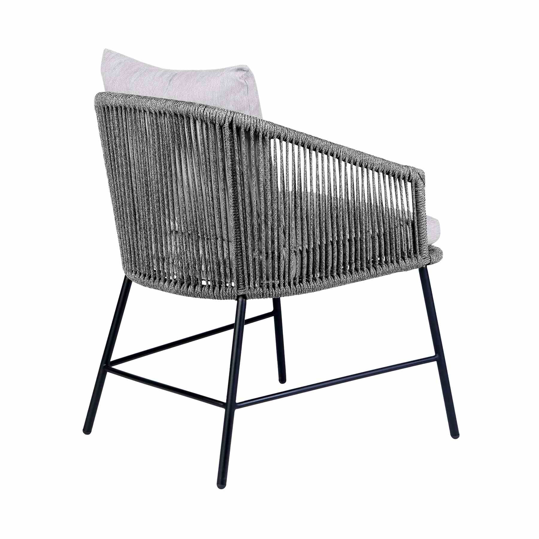Frinton Ditas and Rhett 5 Piece Outdoor Dining Set with Dark Eucalyptus Wood and Gray Rope and Cushions - Image 3