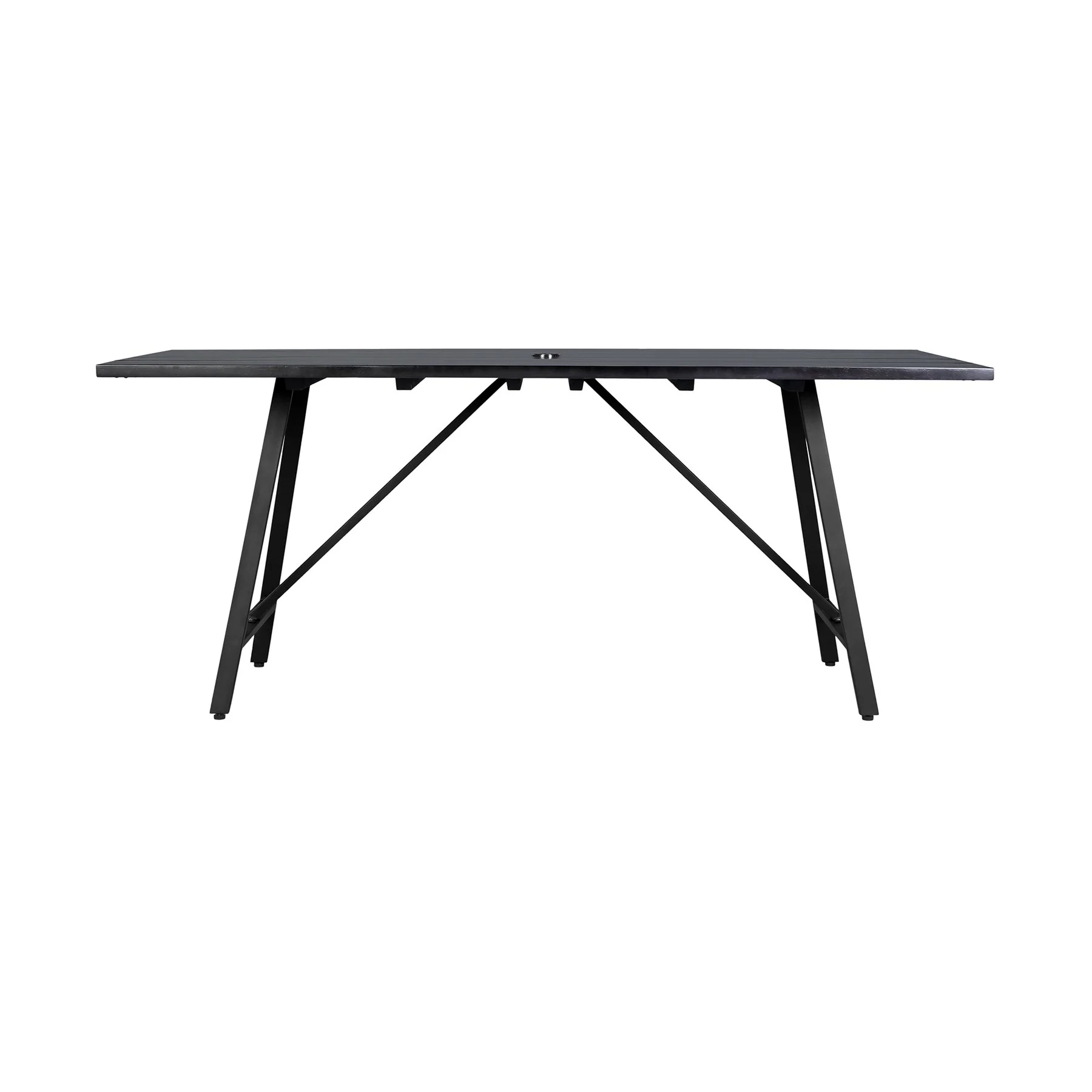 Frinton Outdoor Patio Dark Eucalyptus Wood and Metal Rectangle Dining Table - Image 2